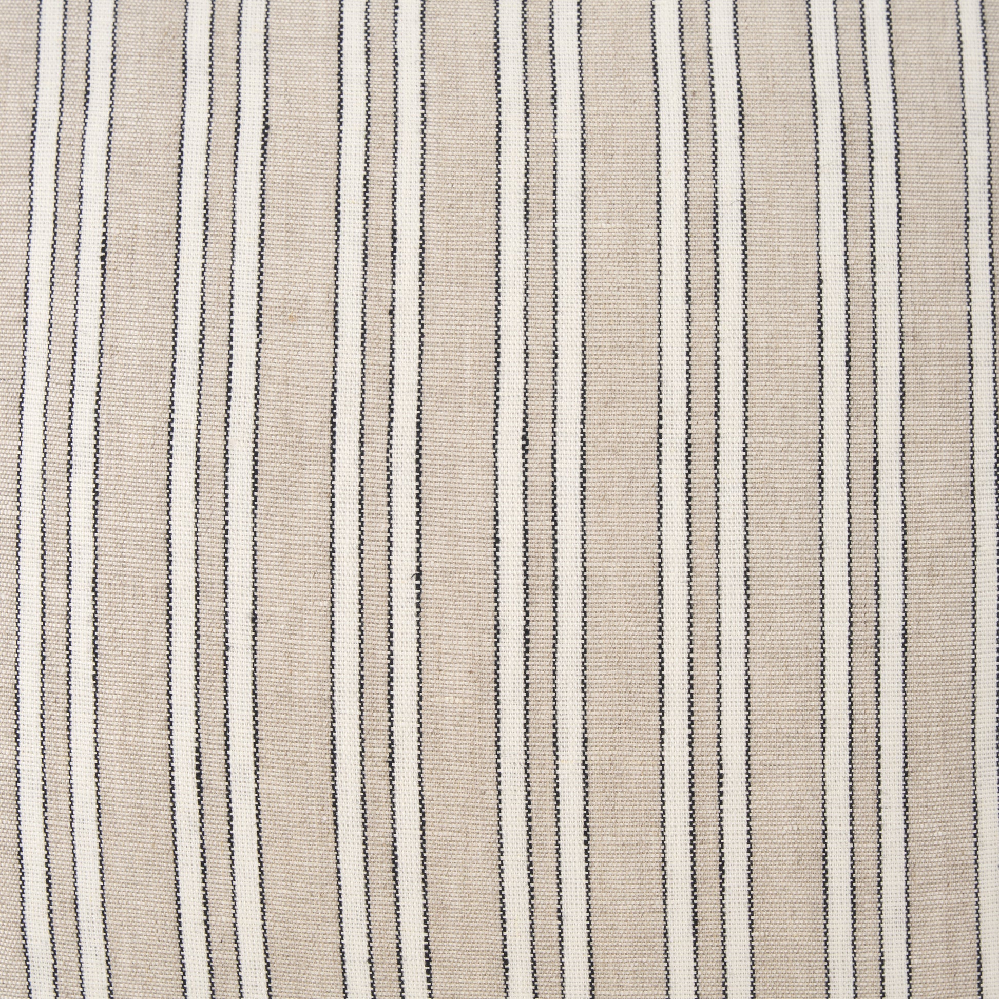 Jaxon 22x22 Beige/Black Striped Cotton-Linen Square Pillow Cover