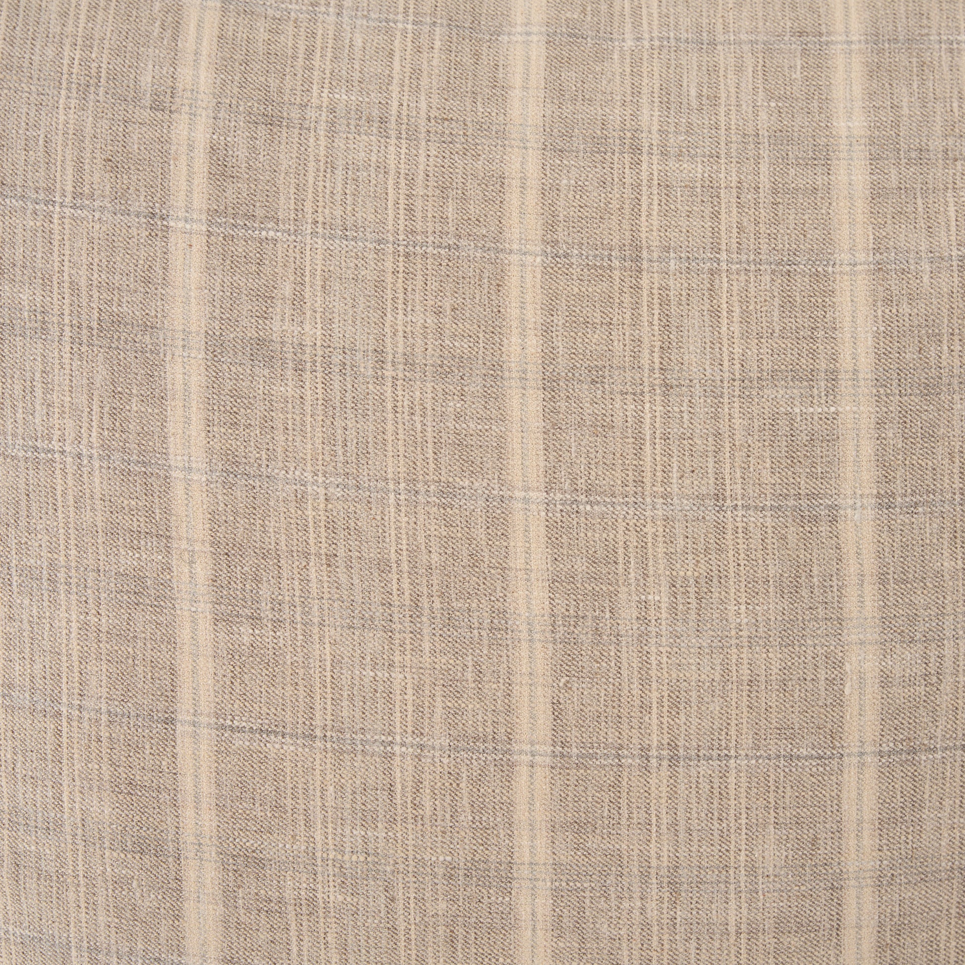 Jensen Beige and Gray Plaid Cotton-Linen Decorative Square Pillow Cover