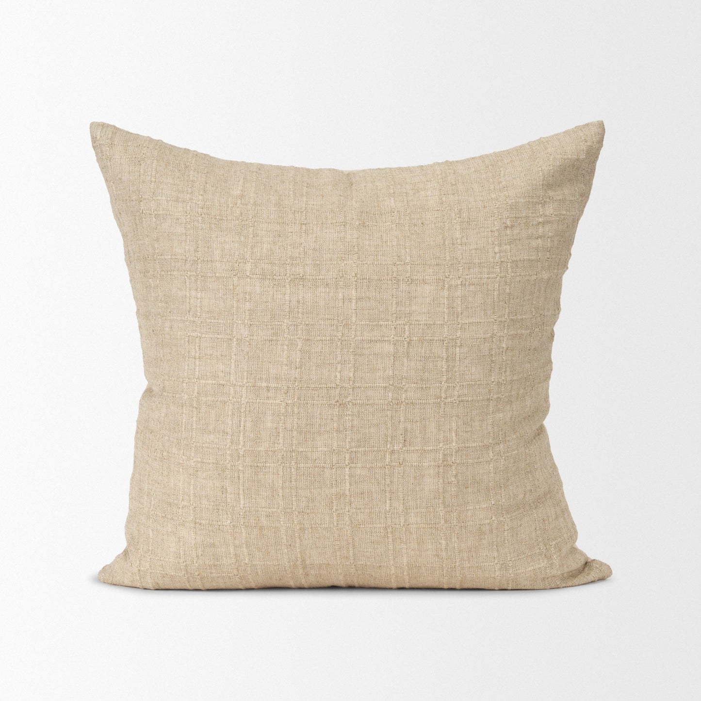 Jeren 22x22 Beige Cotton Linen Square Pillow Cover