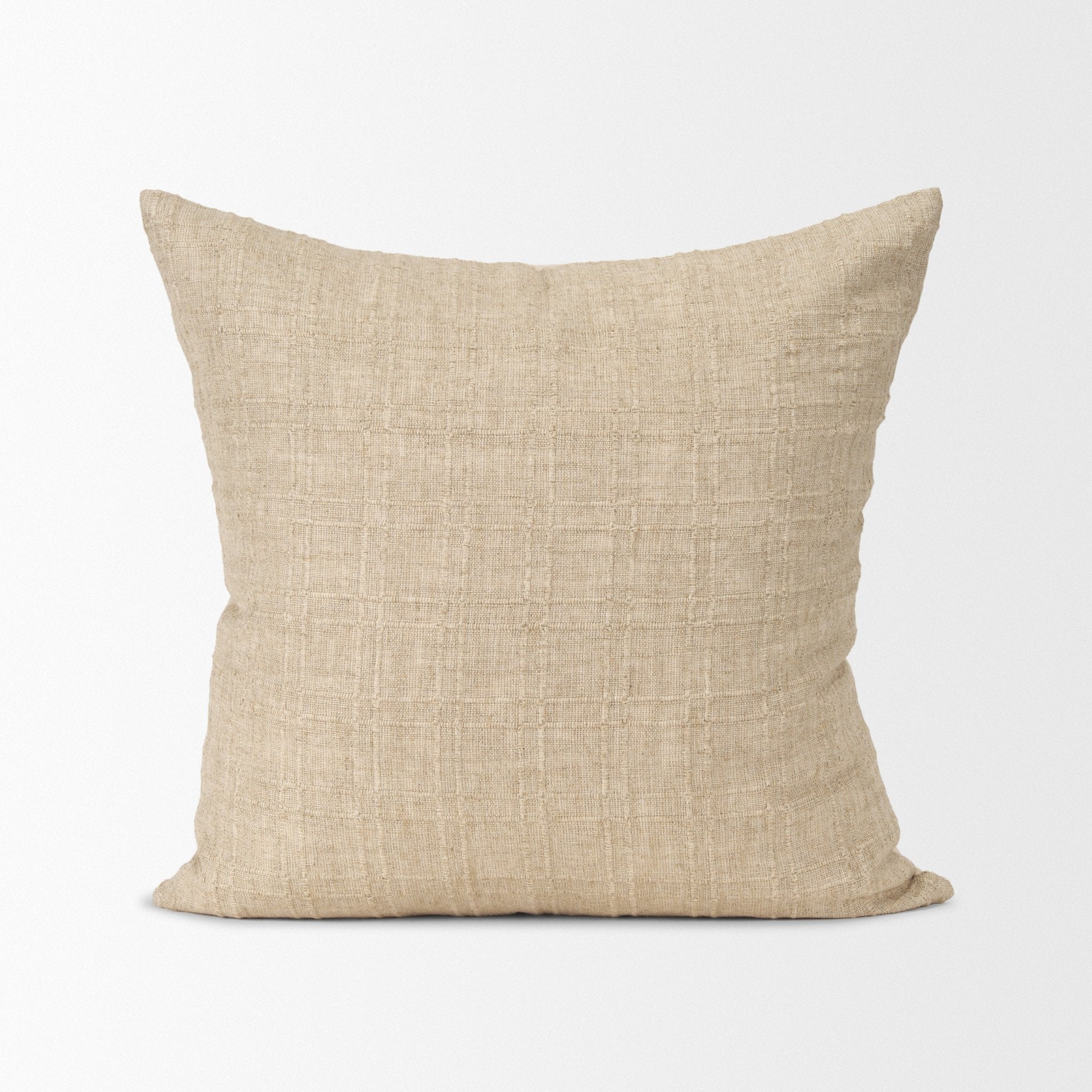 Jeren 22x22 Beige Cotton Linen Square Pillow Cover