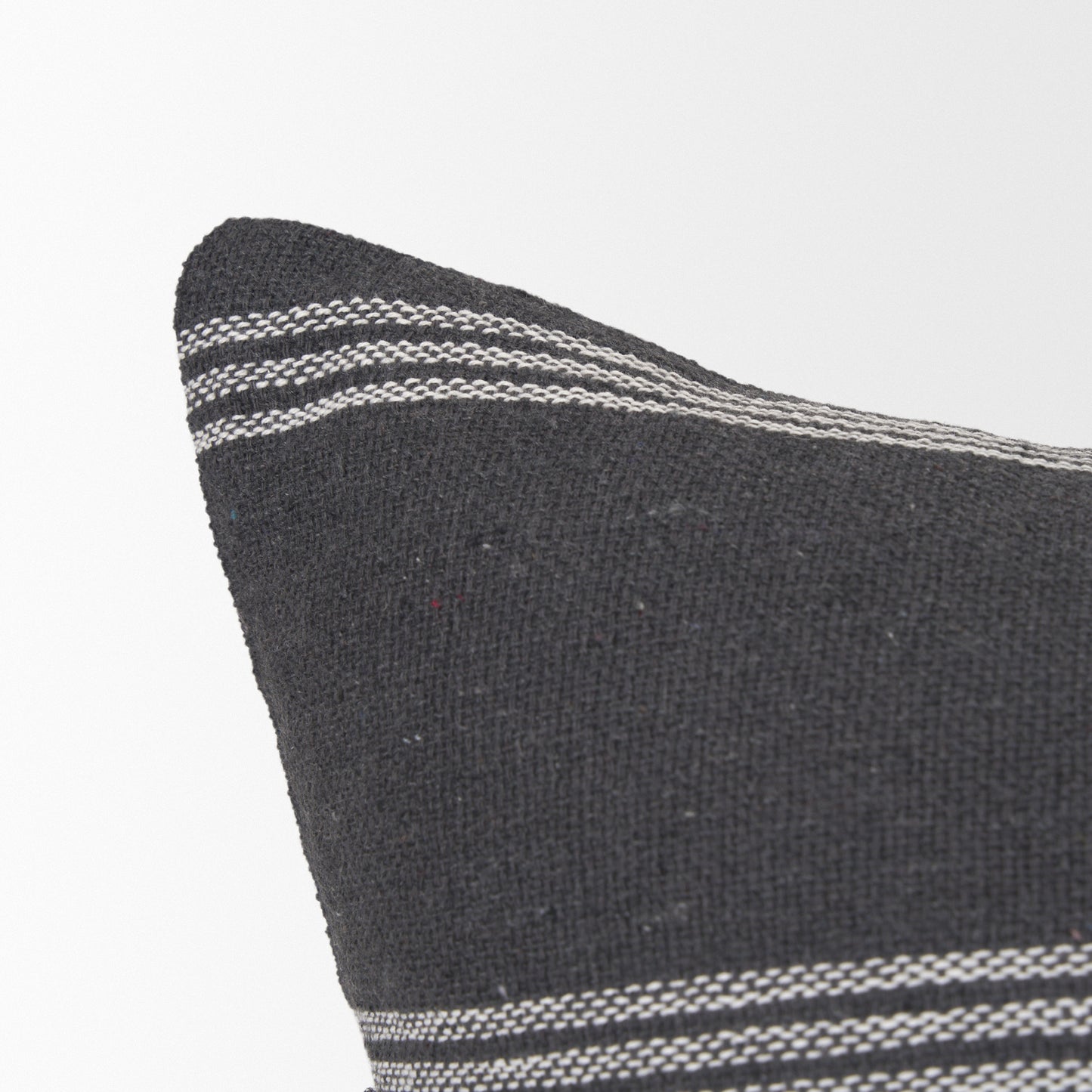 Jayme 14x26 Gray/White Striped Cotton Lumbar Pillow Cover