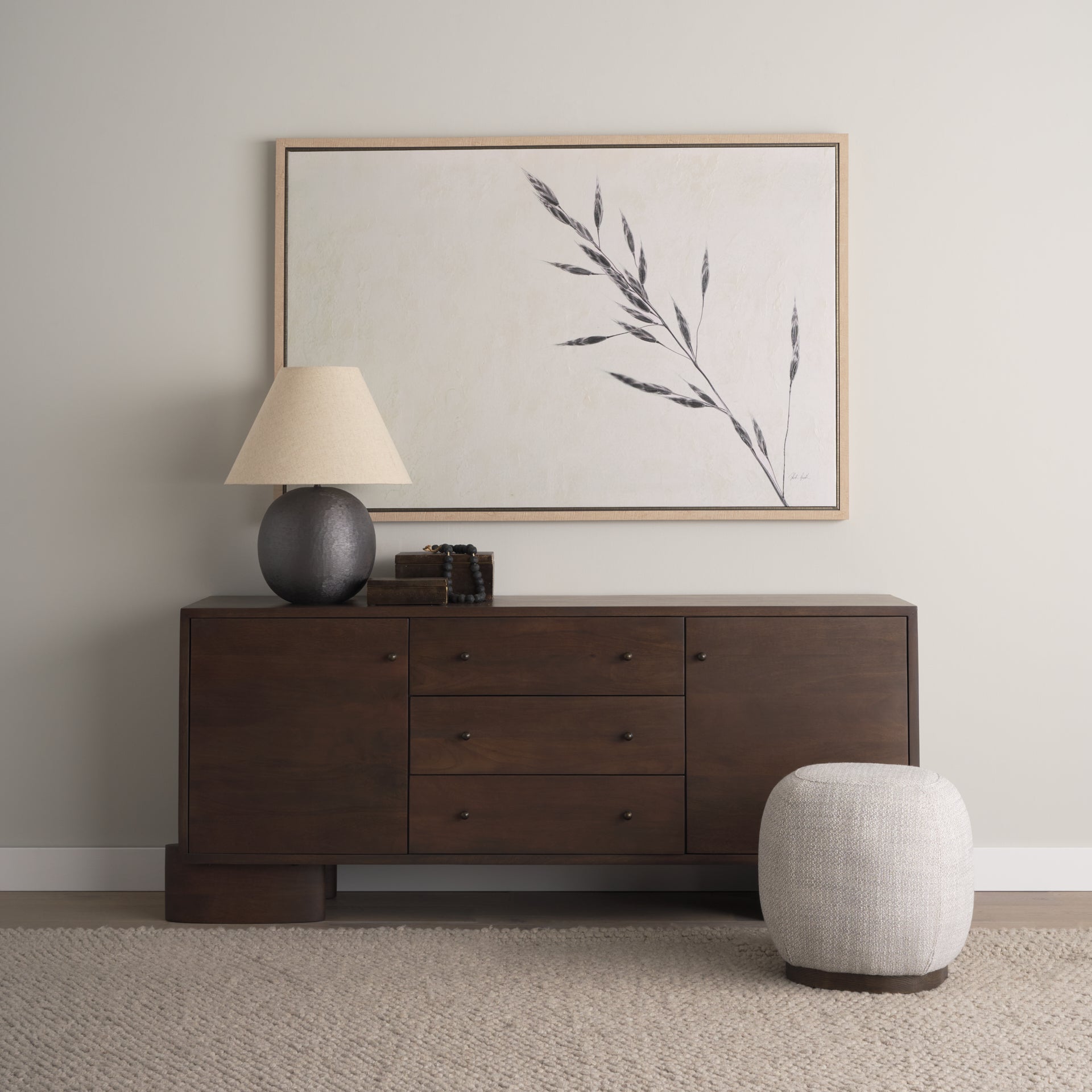 Sadiyah Black Brushed Metal w/ Beige Shade Table Lamp