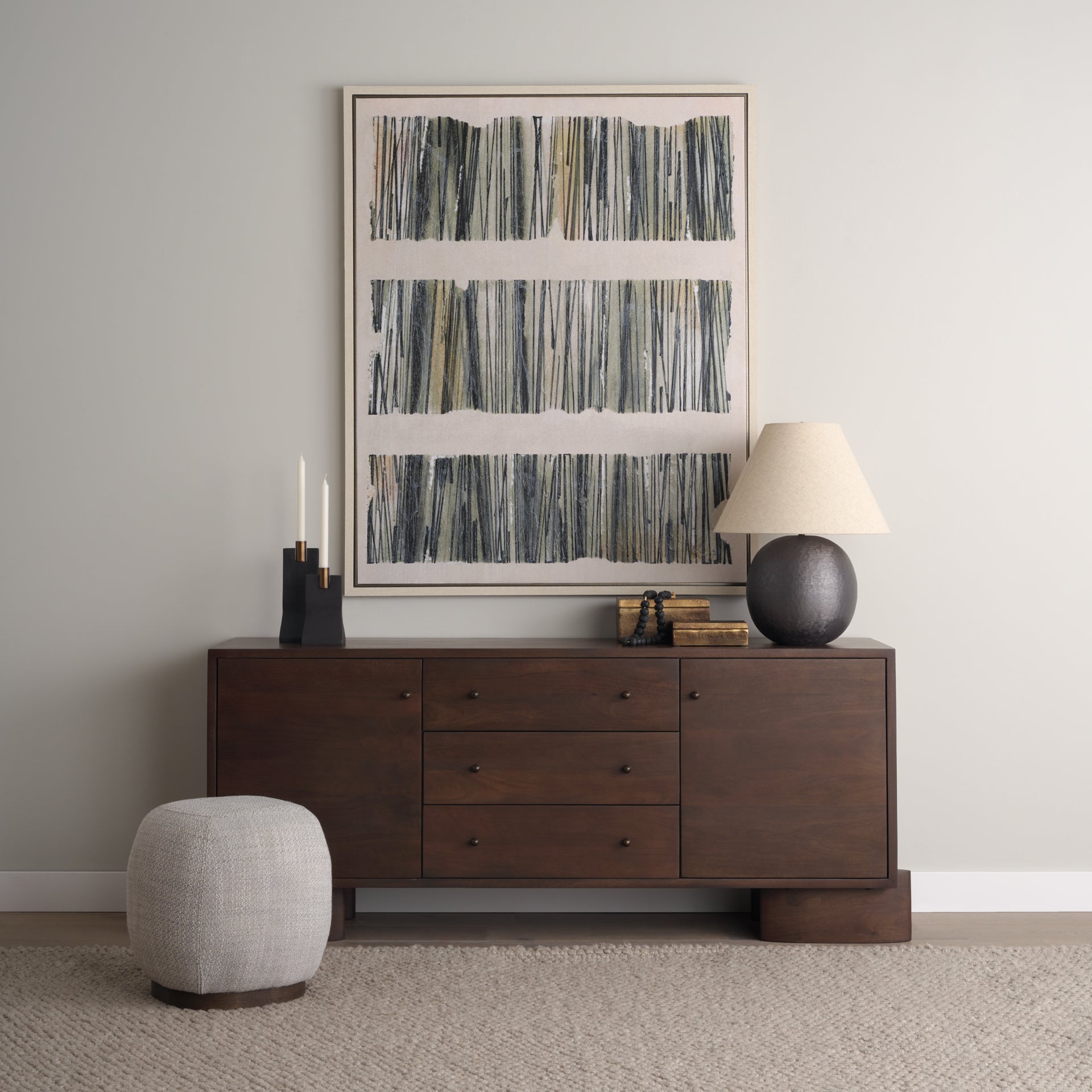 Sadiyah Black Brushed Metal w/ Beige Shade Table Lamp