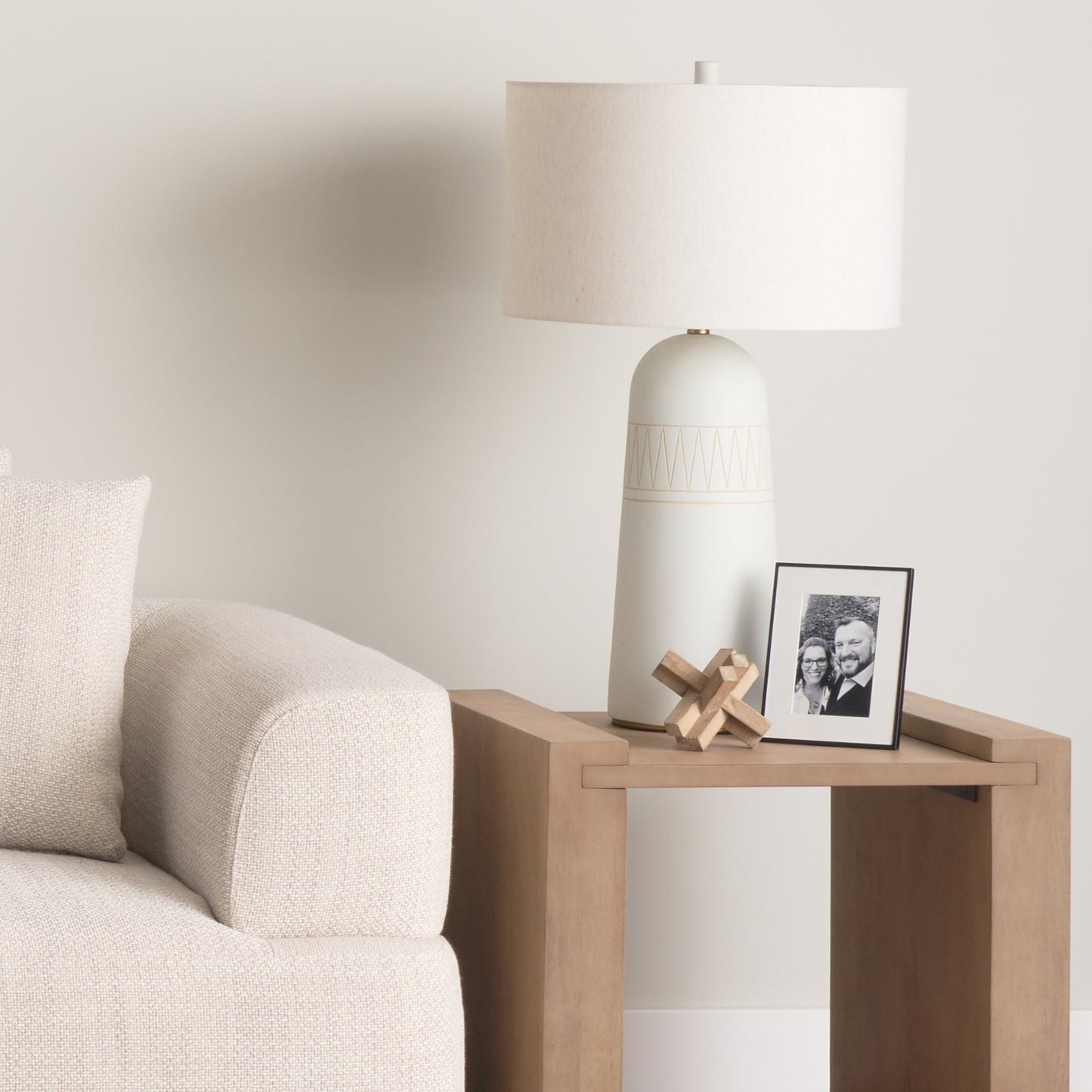 Javier 18.0L x 18.0W x 30.75H Light Base W/Cream Shade Table Lamp