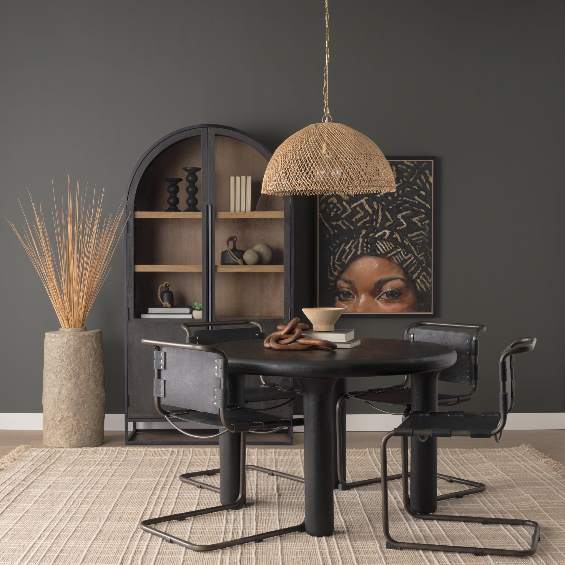 Thad Pendant Rattan Shade | Gold Metal - pendant-light