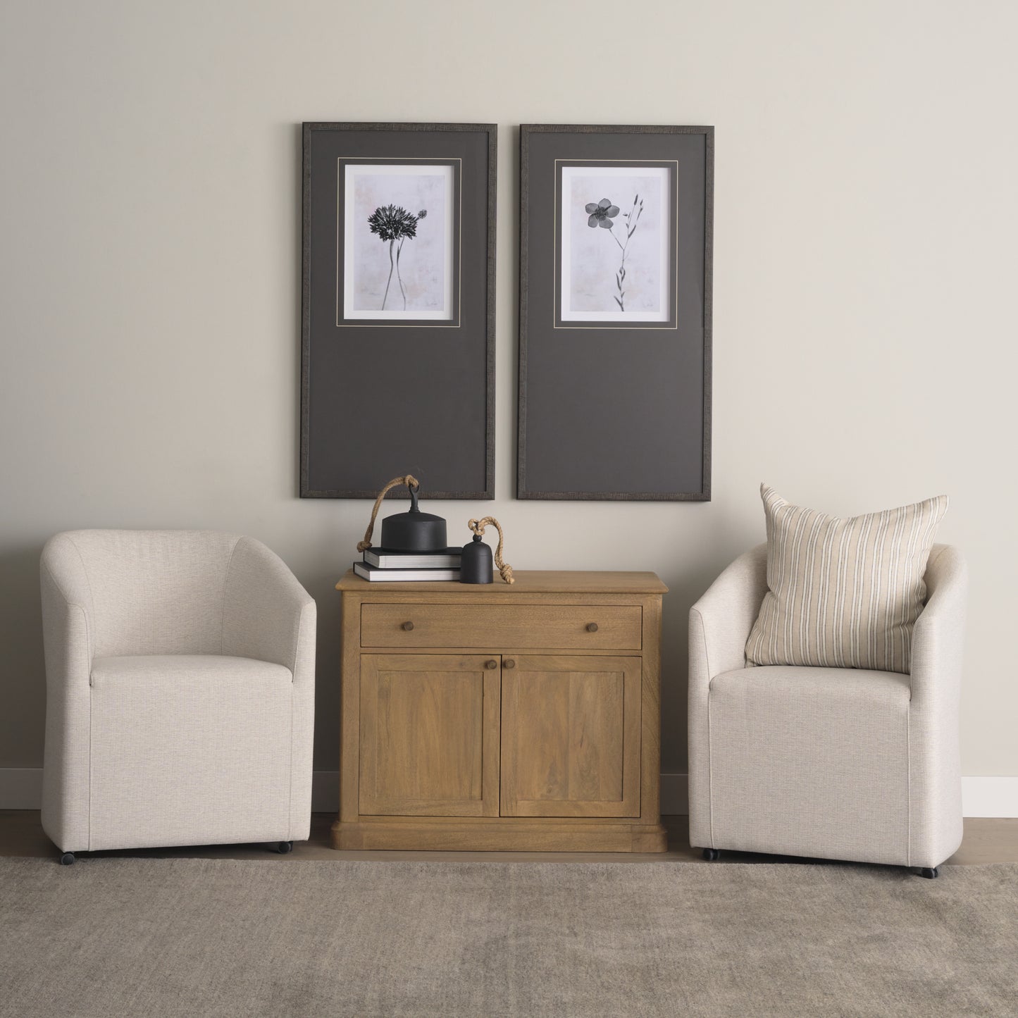 Baron Light Brown Solid Wood w/ Gunmetal Knobs 2-Door Accent Cabinet