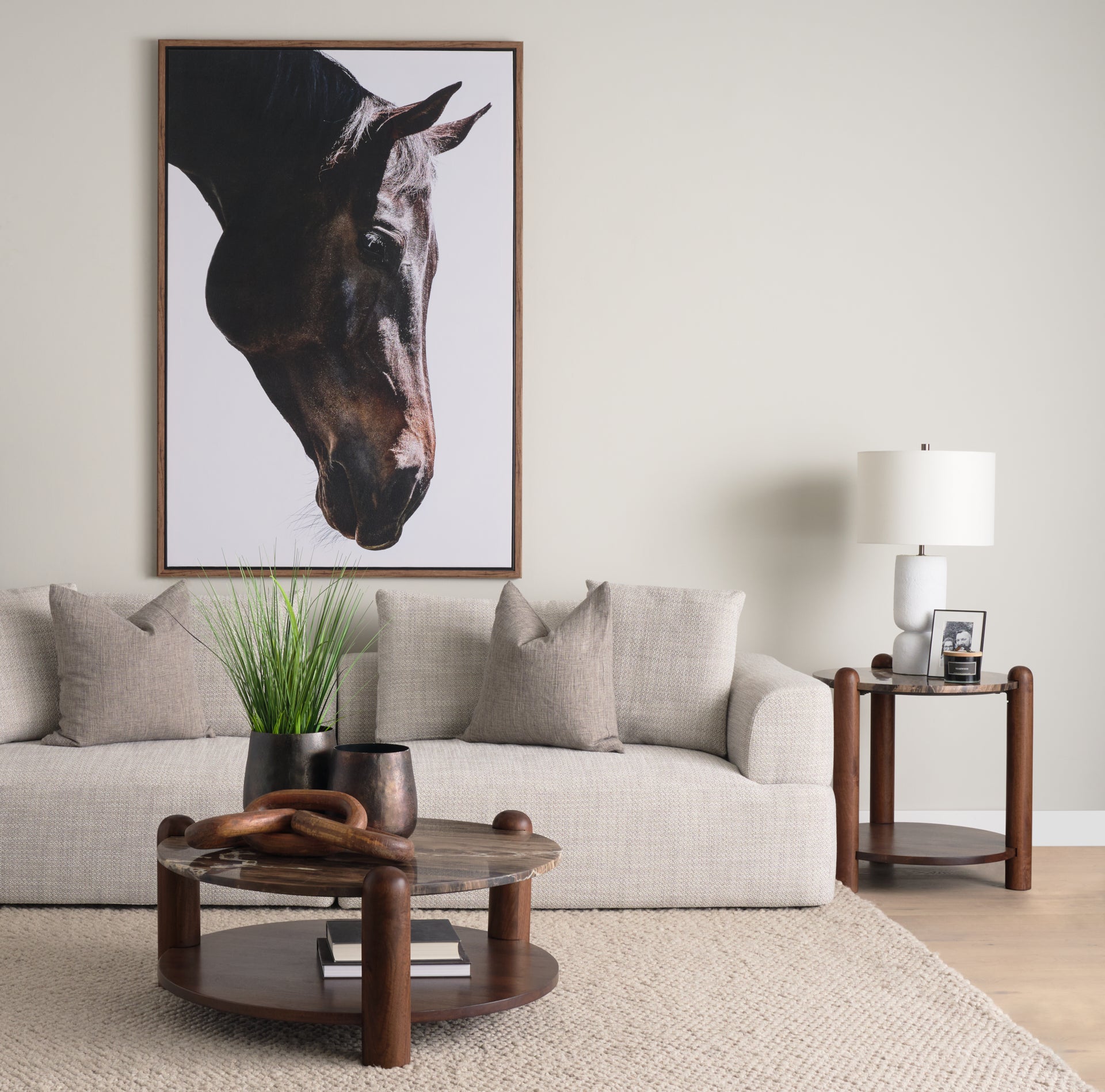 Jovia Coffee Table Dark Brown Wood | Cappuccino Marble - coffee-tables