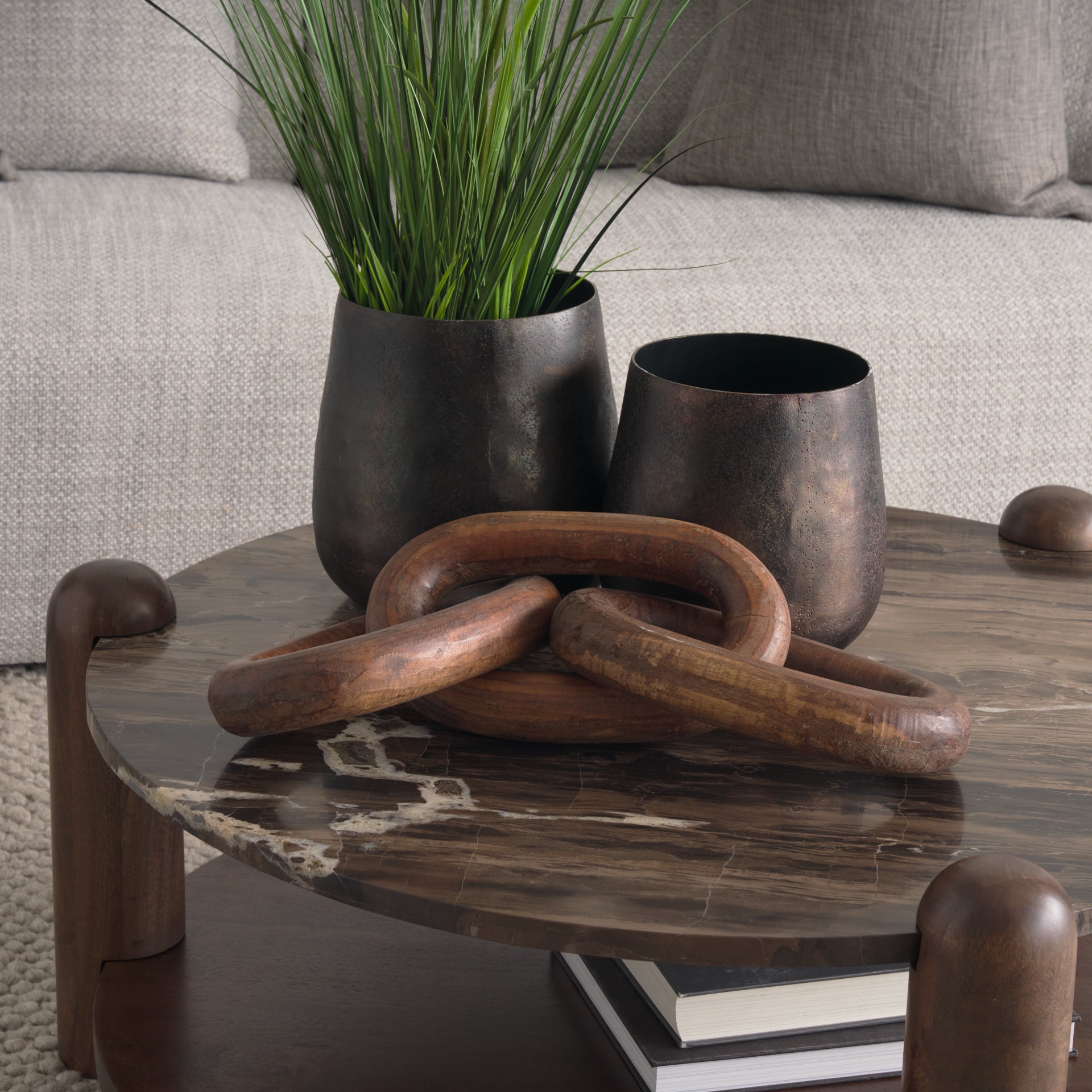 Jovia Coffee Table Dark Brown Wood | Cappuccino Marble - coffee-tables
