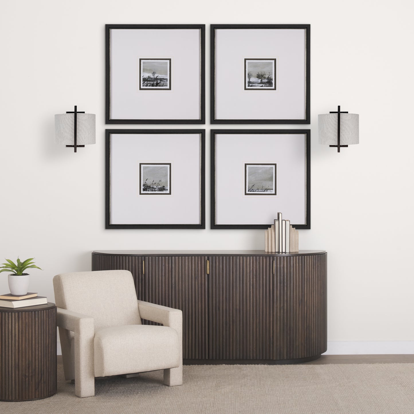 Smithe Wall Sconce Black Metal | Cream Shade - wall-fixtures