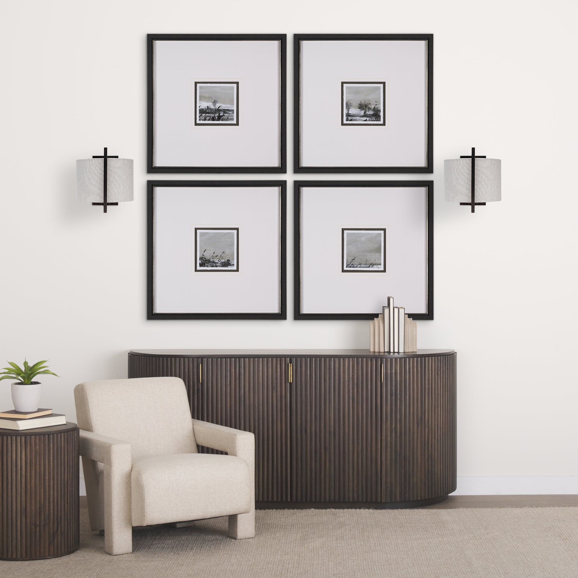 Smithe Wall Sconce Black Metal | Cream Shade - wall-fixtures