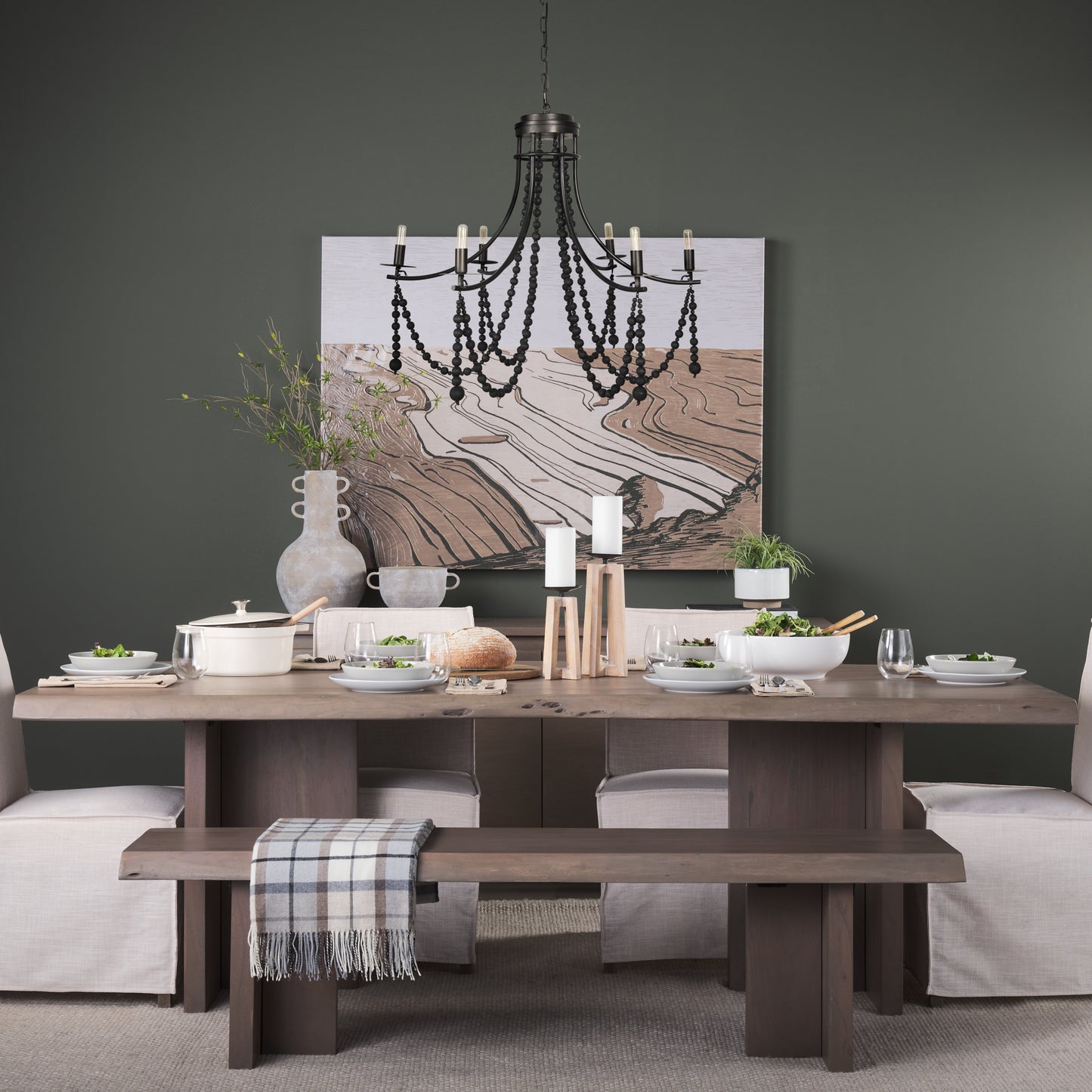 Selma Chandelier Black Wood | Black Metal - chandeliers