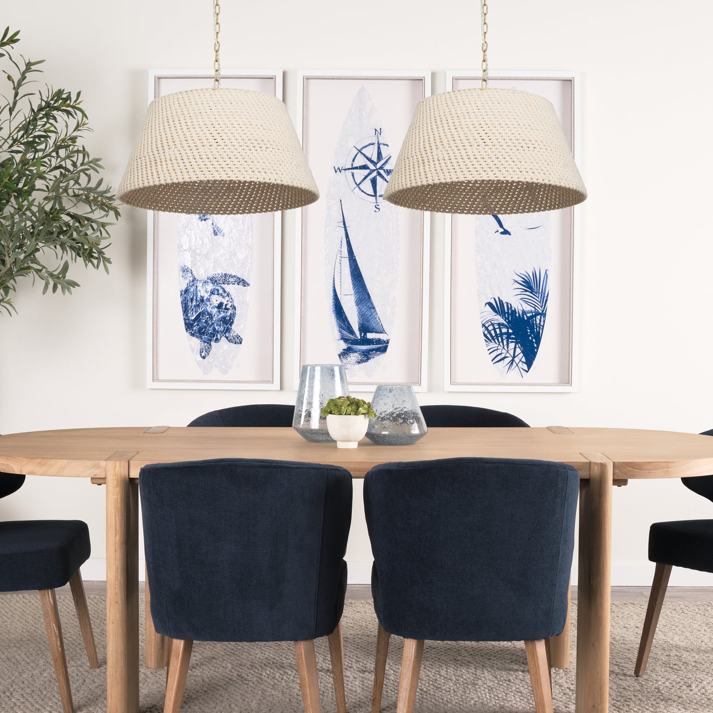 Tosha 1-Light Tapered Cotton Rope Drum Pendant