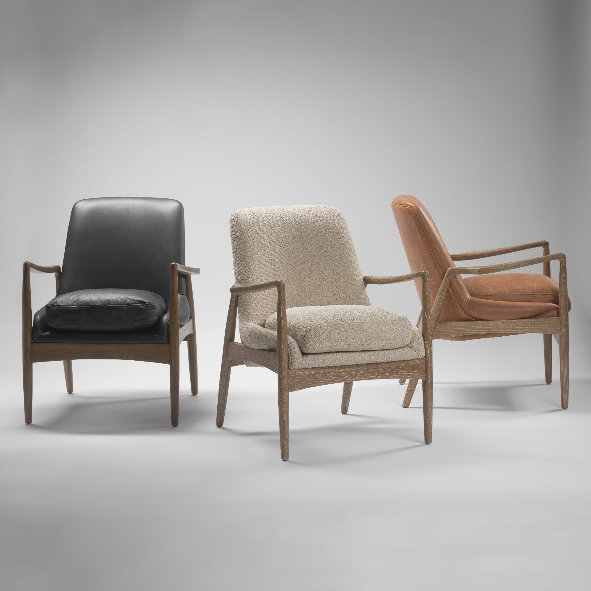 Westan Upholstered Accent Chair Cream Bouclé Fabric | Brown Wood - accent-chairs