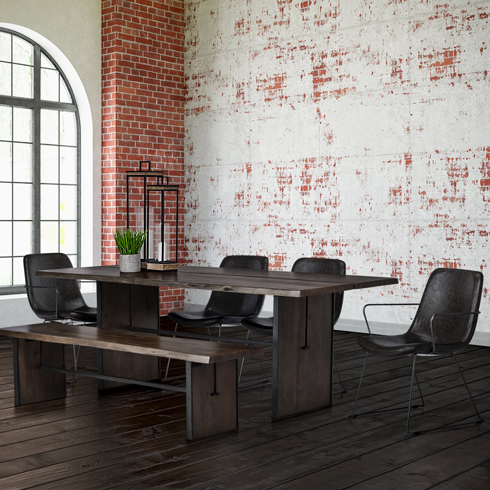 Sawyer Dining Chair Black Faux Leather | Black Metal (Side Chair) - dining-chairs