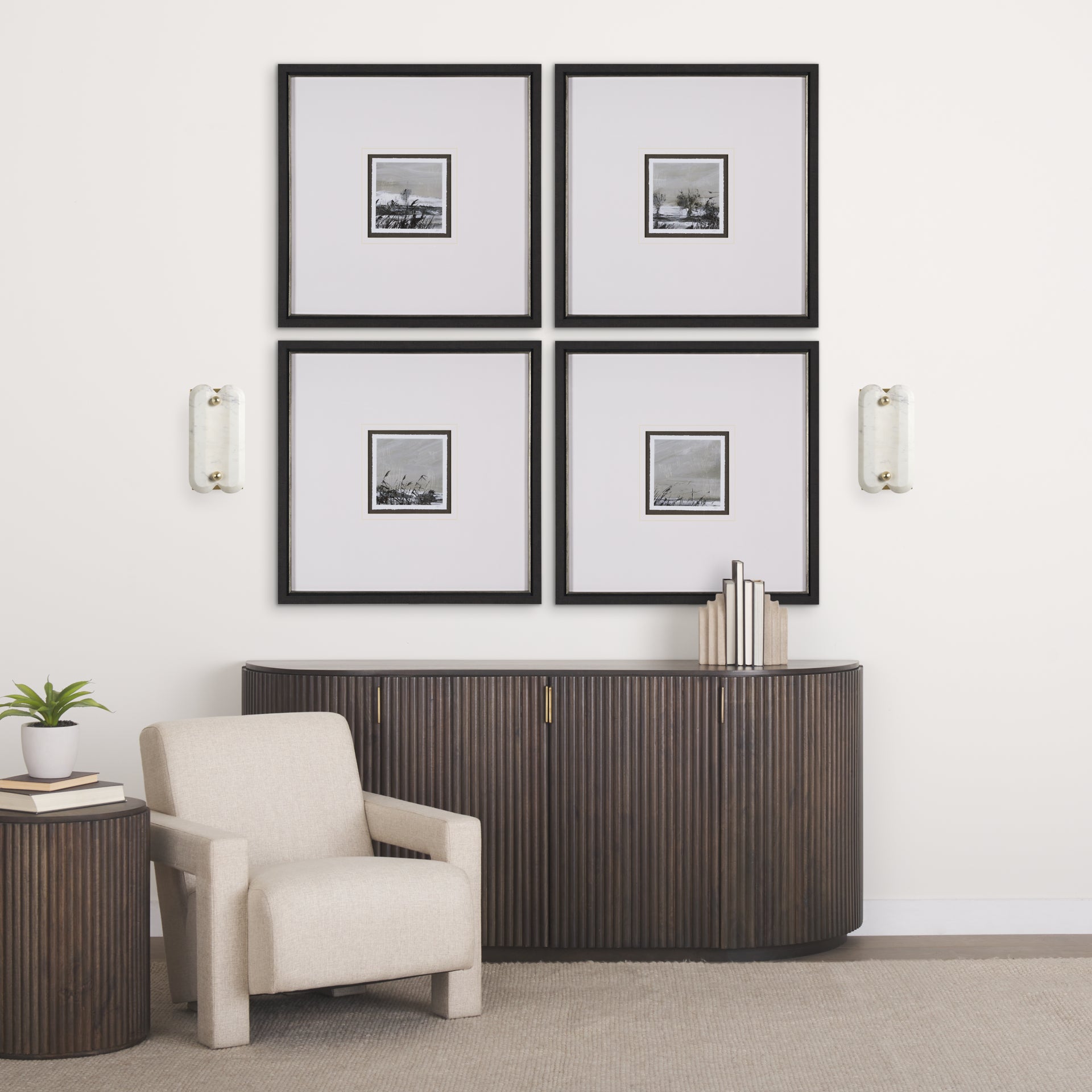 Stein Wall Sconce Gold Metal | White Marble - wall-fixtures