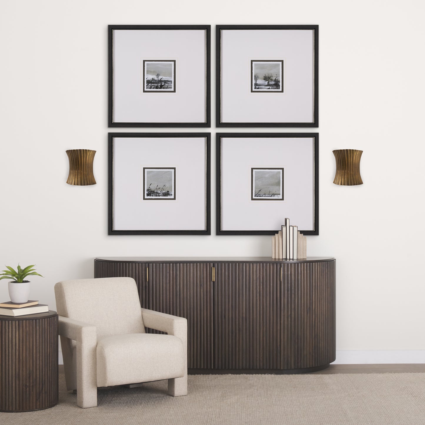 Letitia 10.5L x 5.5W x 11.0H Gold Hammered Metal Fan Wall Sconce