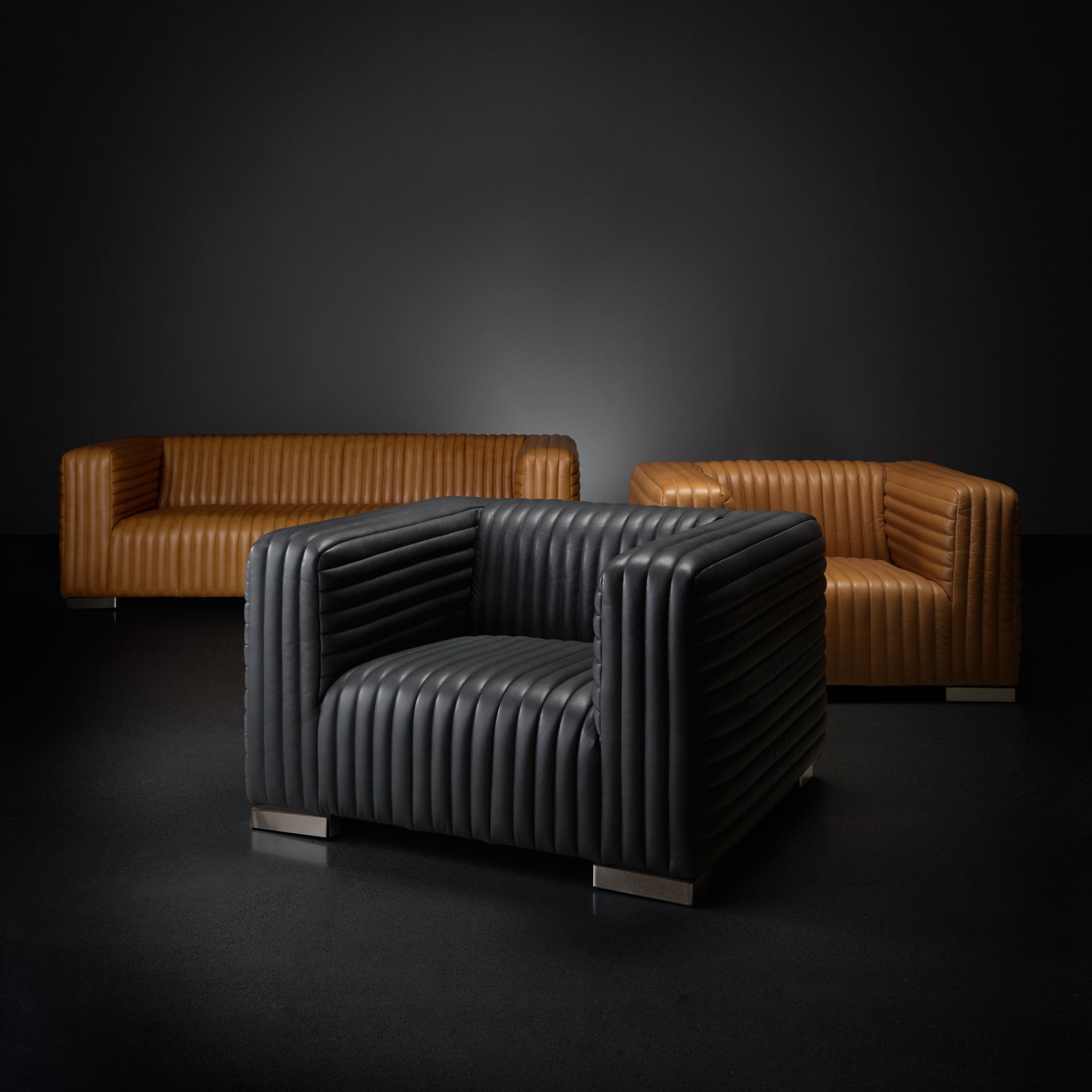 Ricciardo Black Leather Upholstered Arm Chair
