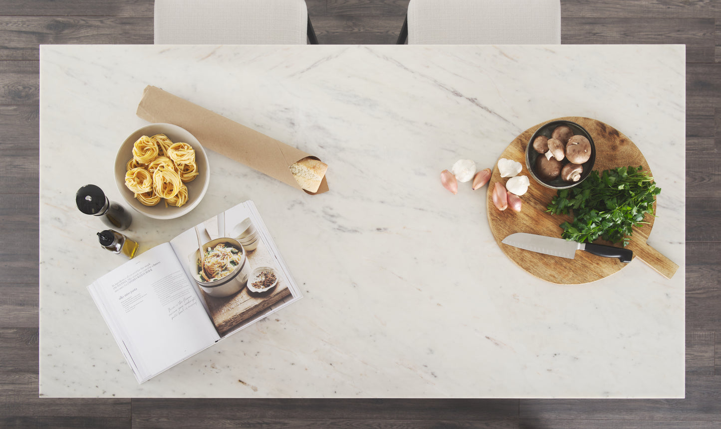 Fieri Kitchen Island Black Metal | White Marble - kitchen-islands
