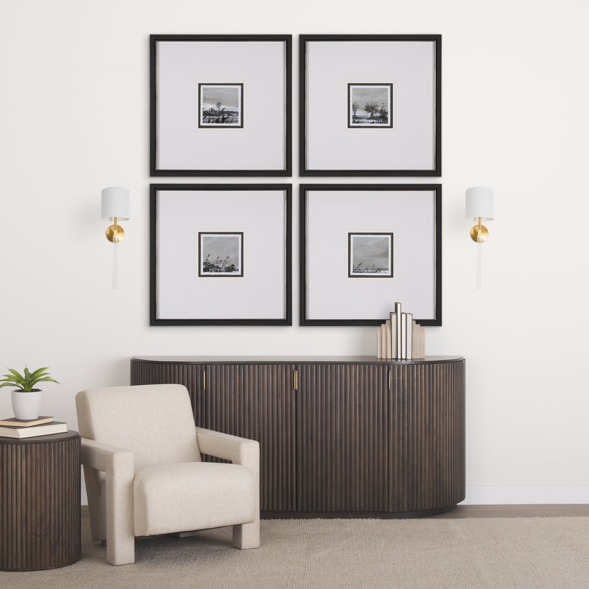 Santander Wall Sconce Gold Metal | White Shade - wall-fixtures