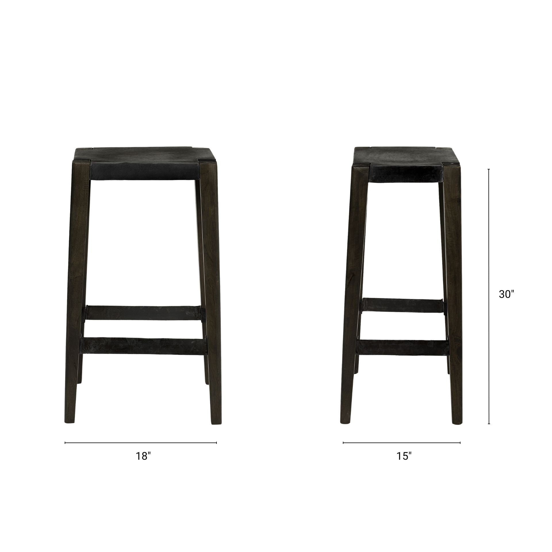 Nell Metal Seat Bar Counter Stool Black Metal | Dark Brown Wood | Bar - bar-stools