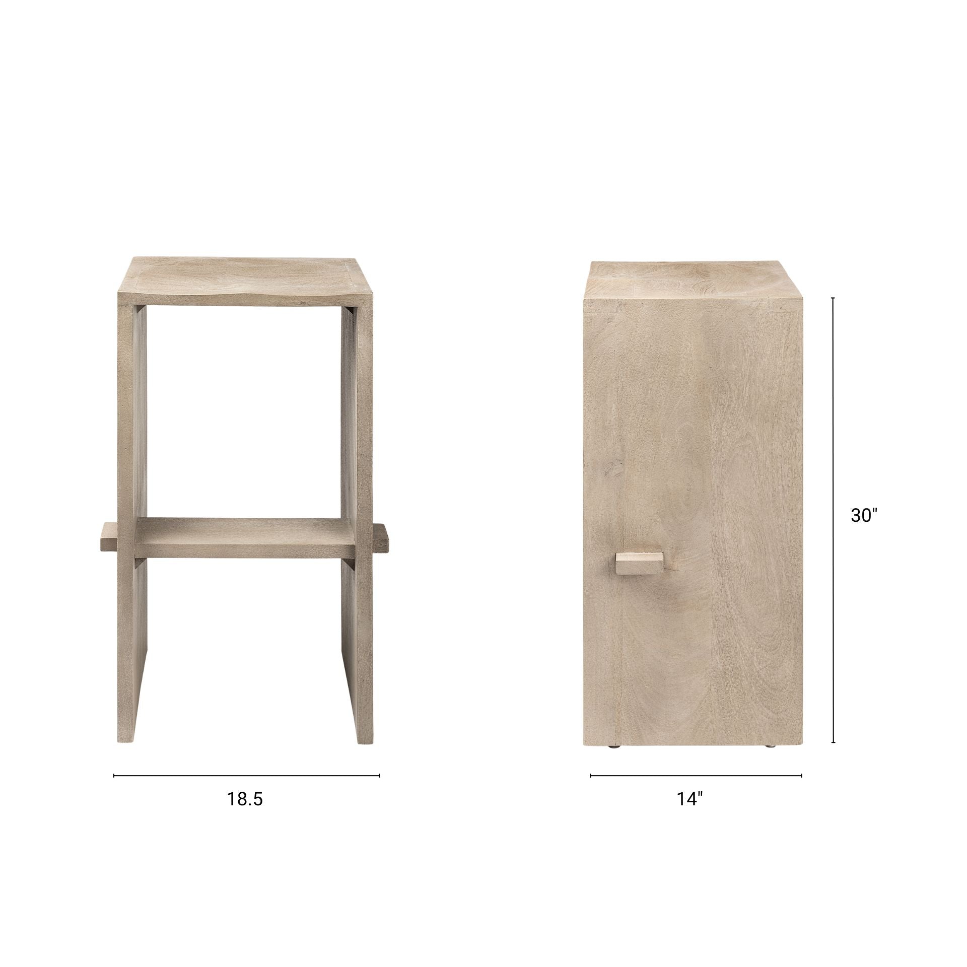 Aida Wood Seat Bar Counter Stool Light Gray | Bar - bar-stools