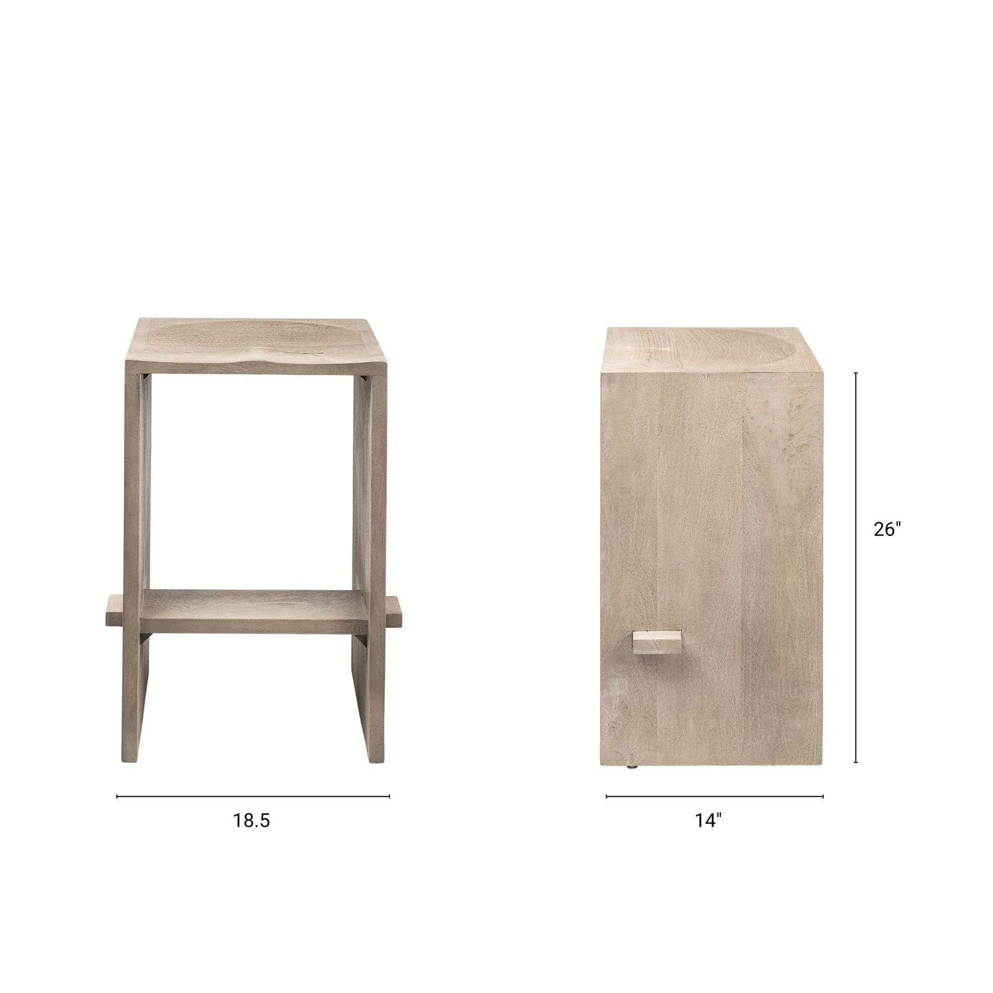 Aida Wood Seat Bar Counter Stool Light Gray | Counter - bar-stools