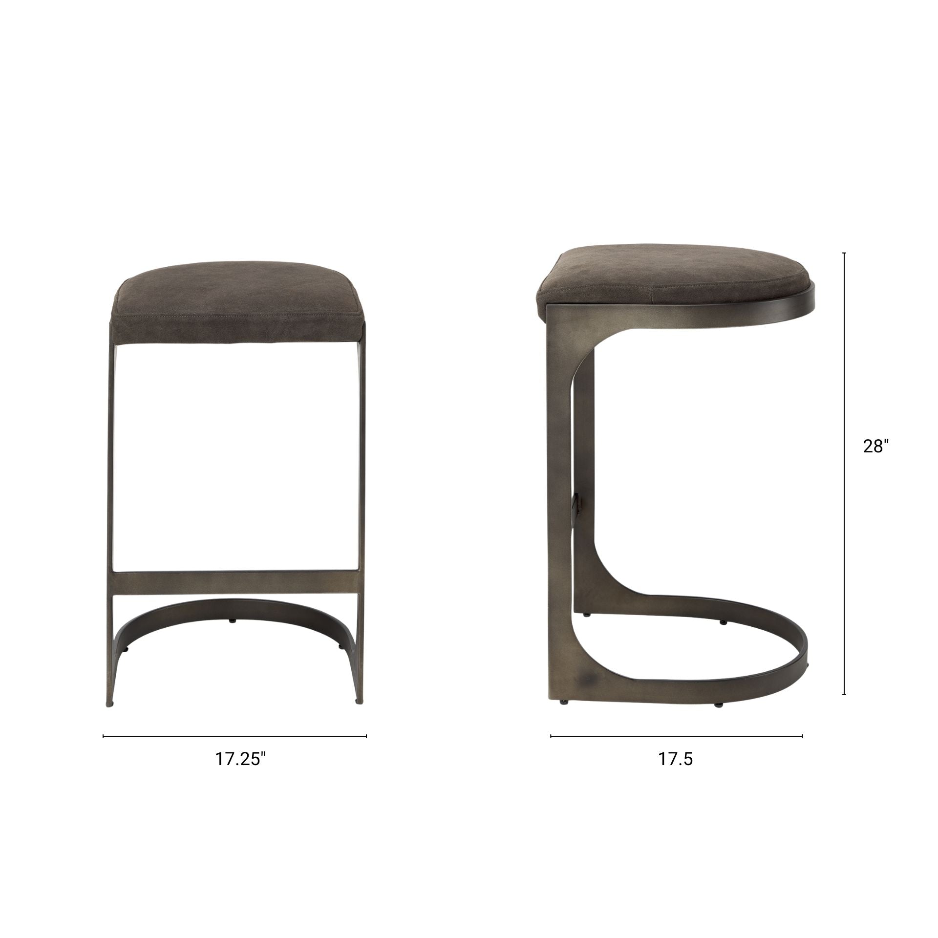 Tyson Upholstered Seat Bar Counter Stool Brown/Gray Suede | Black Metal | Counter - bar-stools