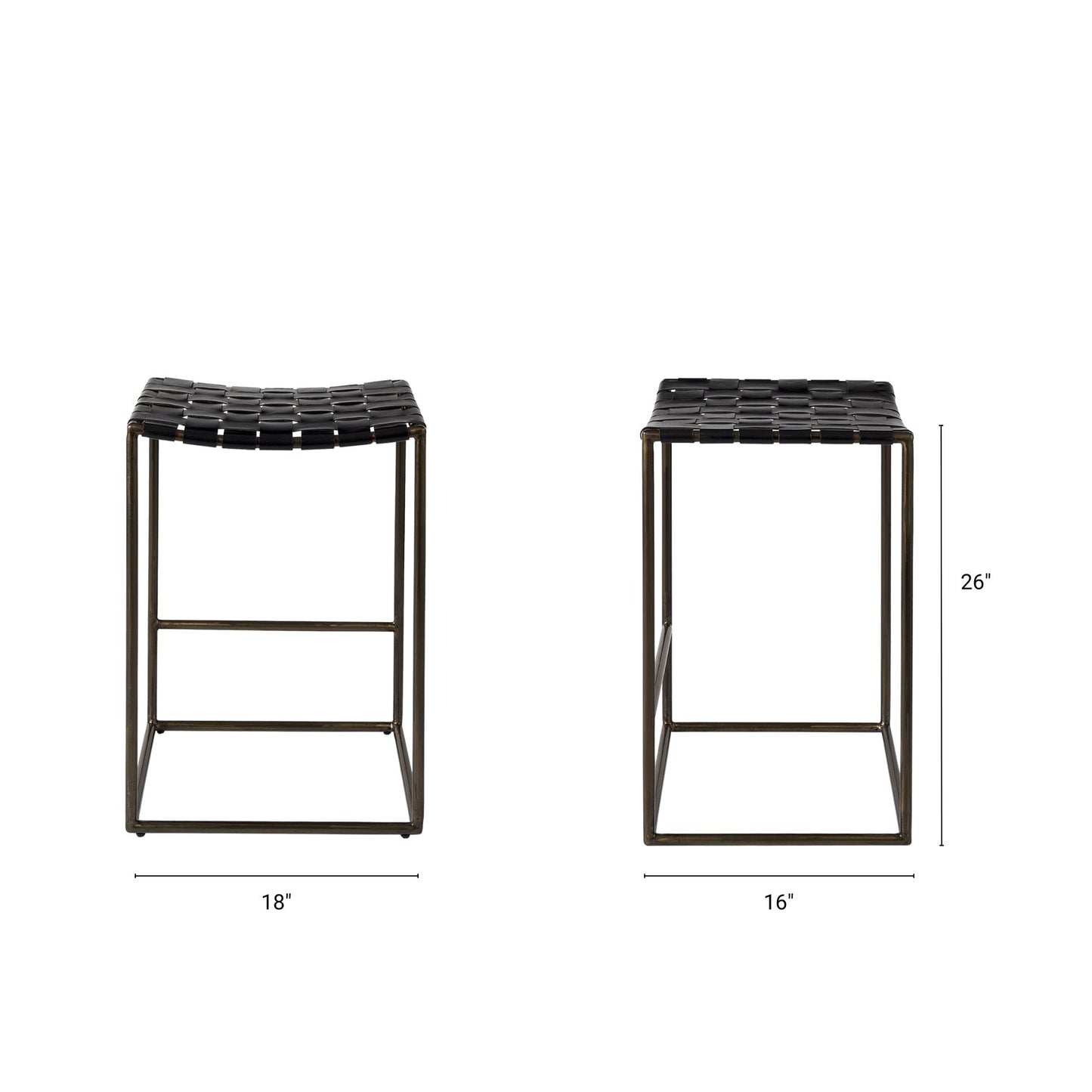 Clarissa Leather Seat Bar Counter Stool Black Leather | Gold Metal | Counter - bar-stools