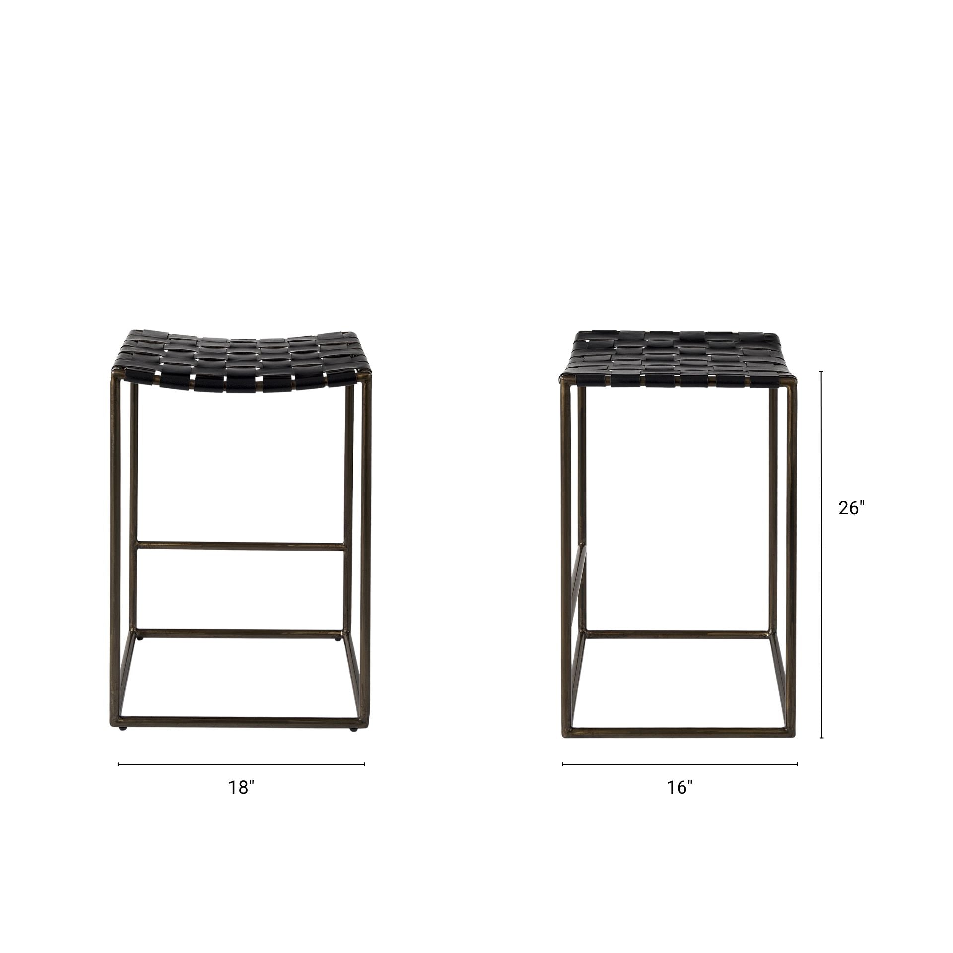 Clarissa Leather Seat Bar Counter Stool Black Leather | Gold Metal | Counter - bar-stools