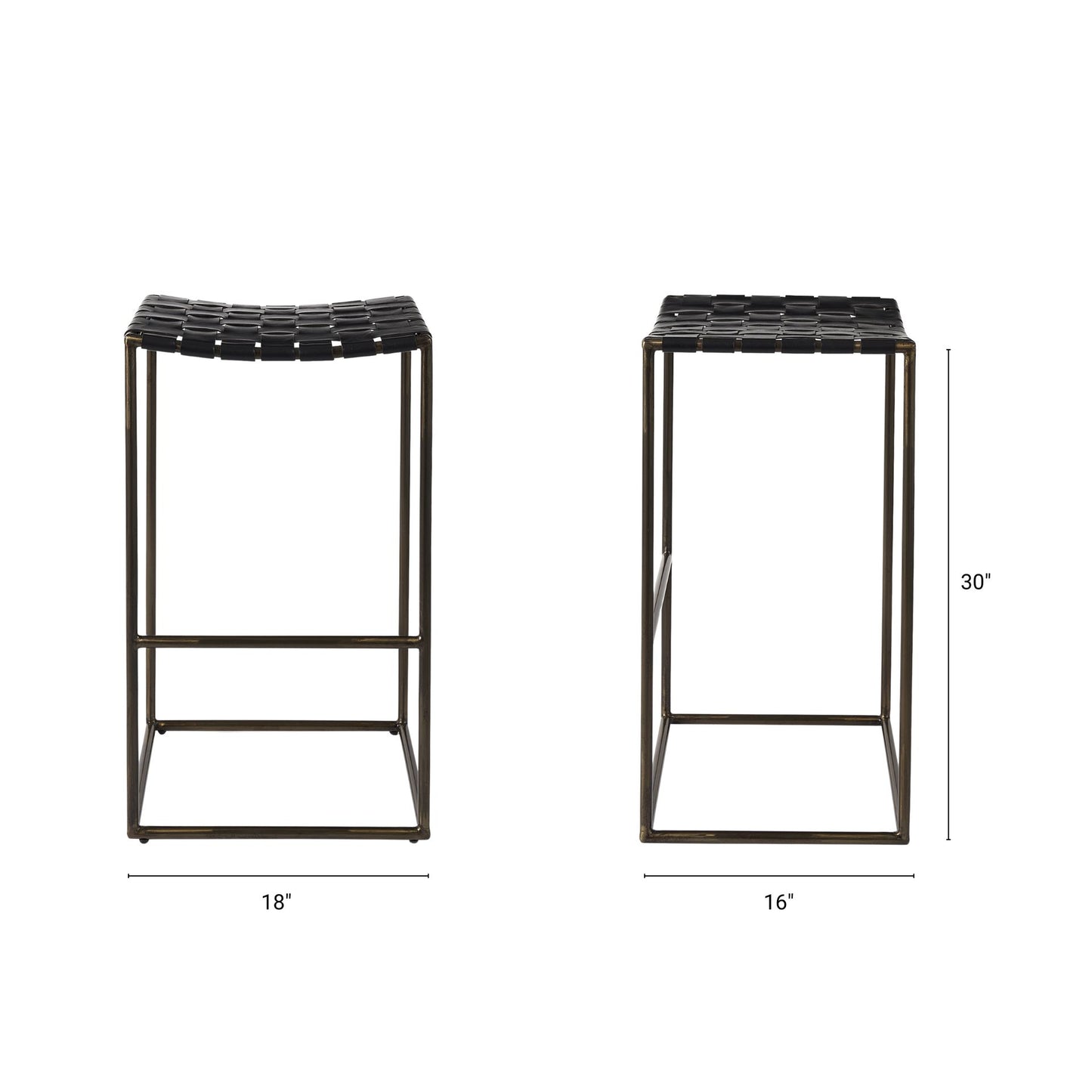 Clarissa Leather Seat Bar Counter Stool Black Leather | Gold Metal | Bar - bar-stools