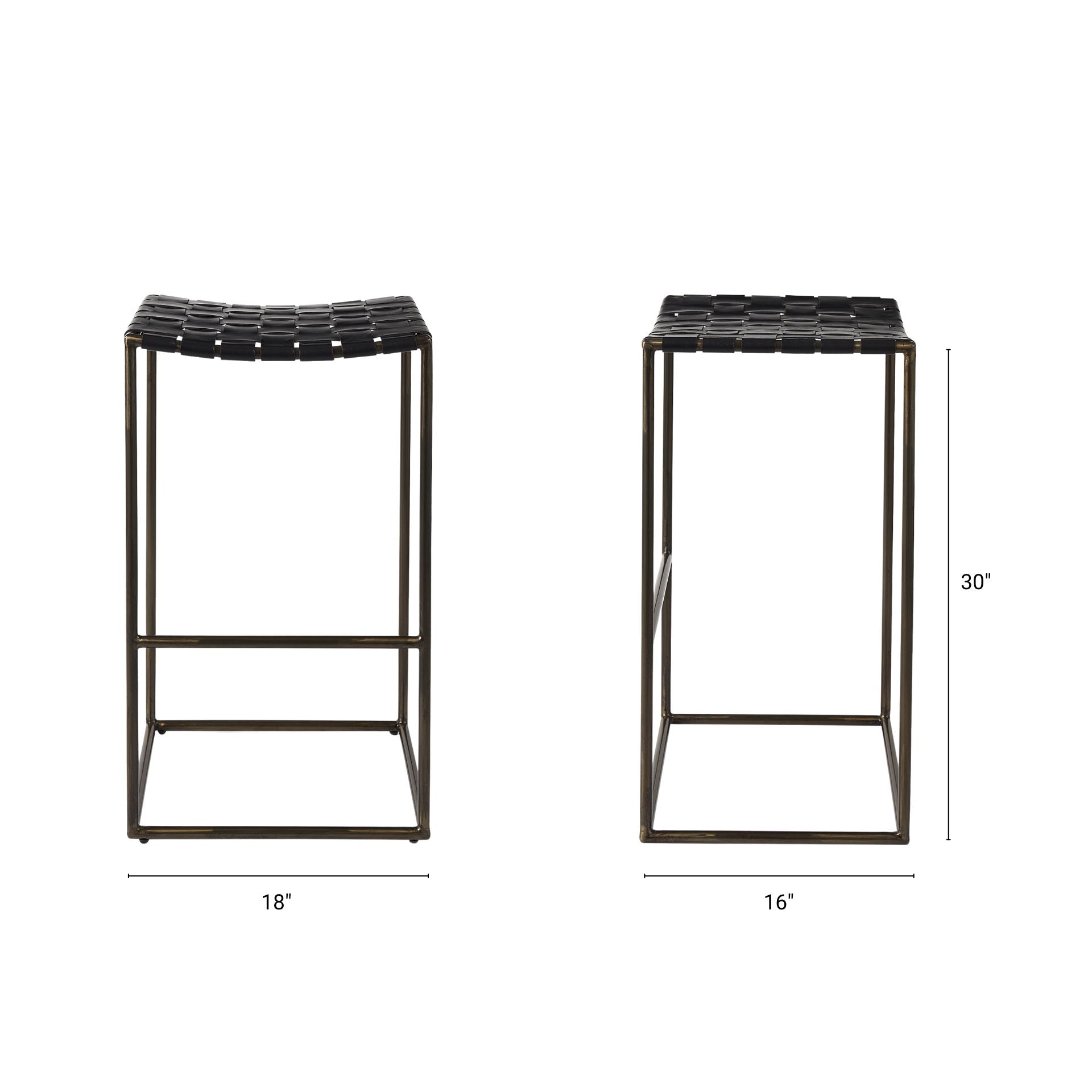 Clarissa Leather Seat Bar Counter Stool Black Leather | Gold Metal | Bar - bar-stools