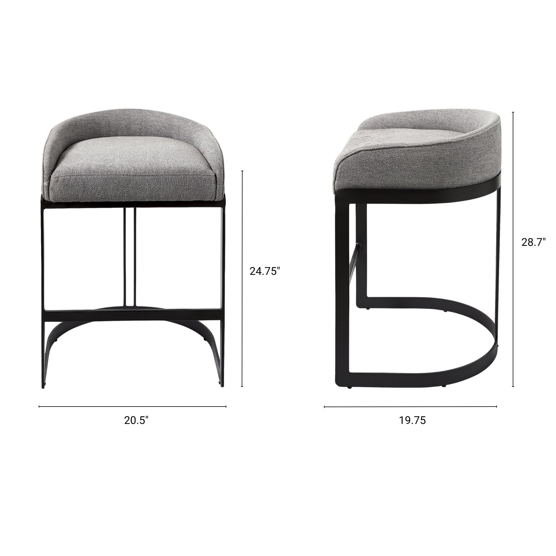Hollyfield Upholsterd Seat Bar Counter Stool Gray Fabric | Gray Metal | Counter - bar-stools
