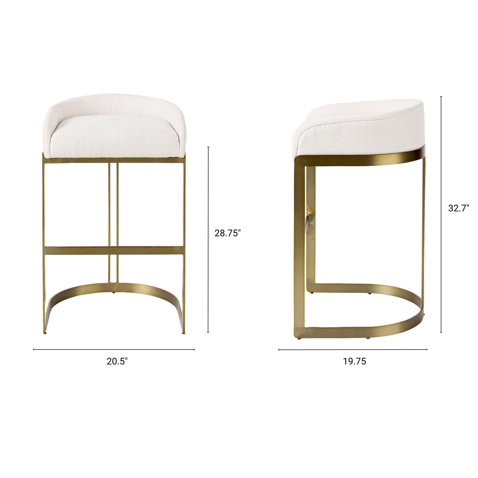 Hollyfield Upholsterd Seat Bar Counter Stool Cream Fabric | Gold Metal | Bar - bar-stools