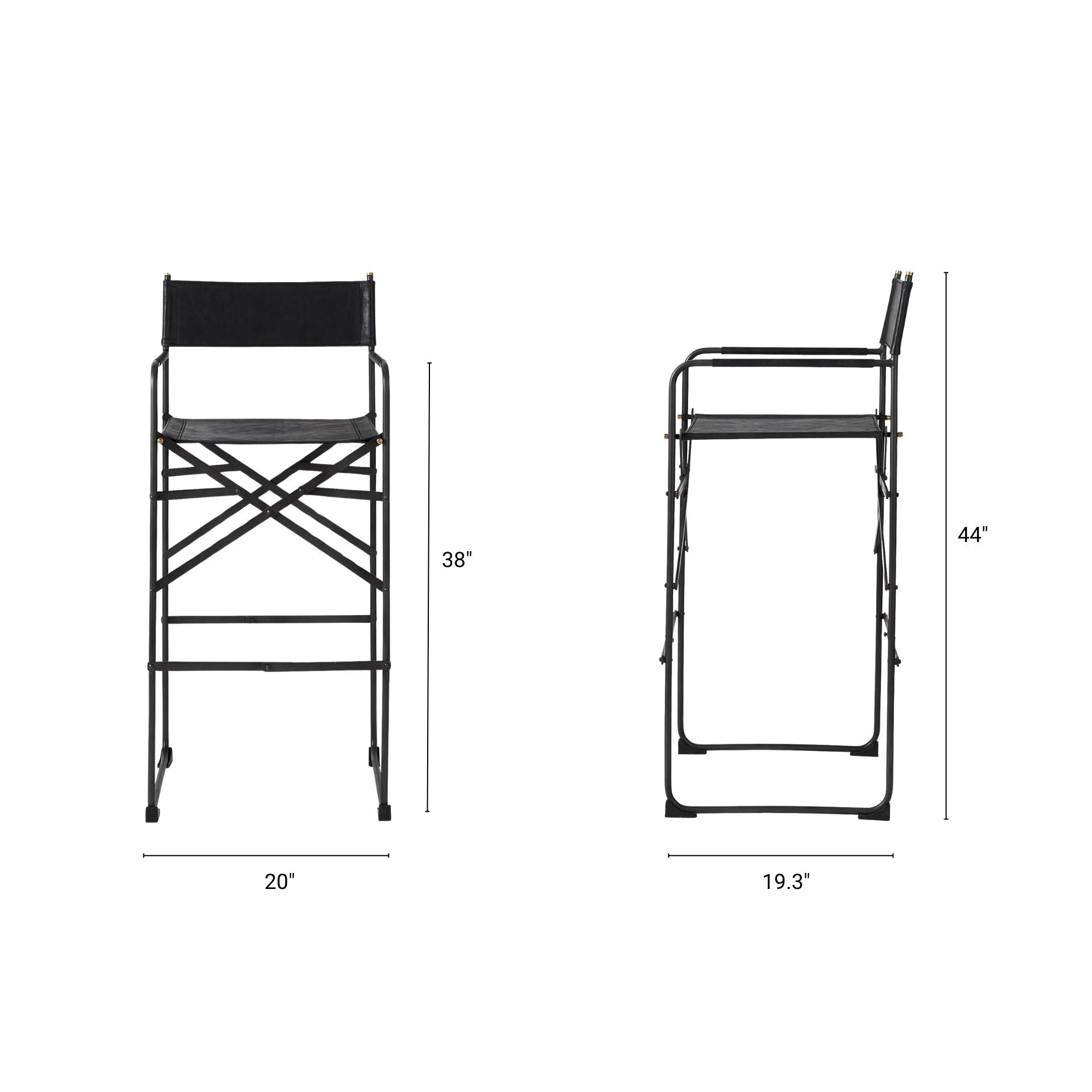 Direttore Bar Counter Stool Black Leather | Black Iron | Bar - bar-stools