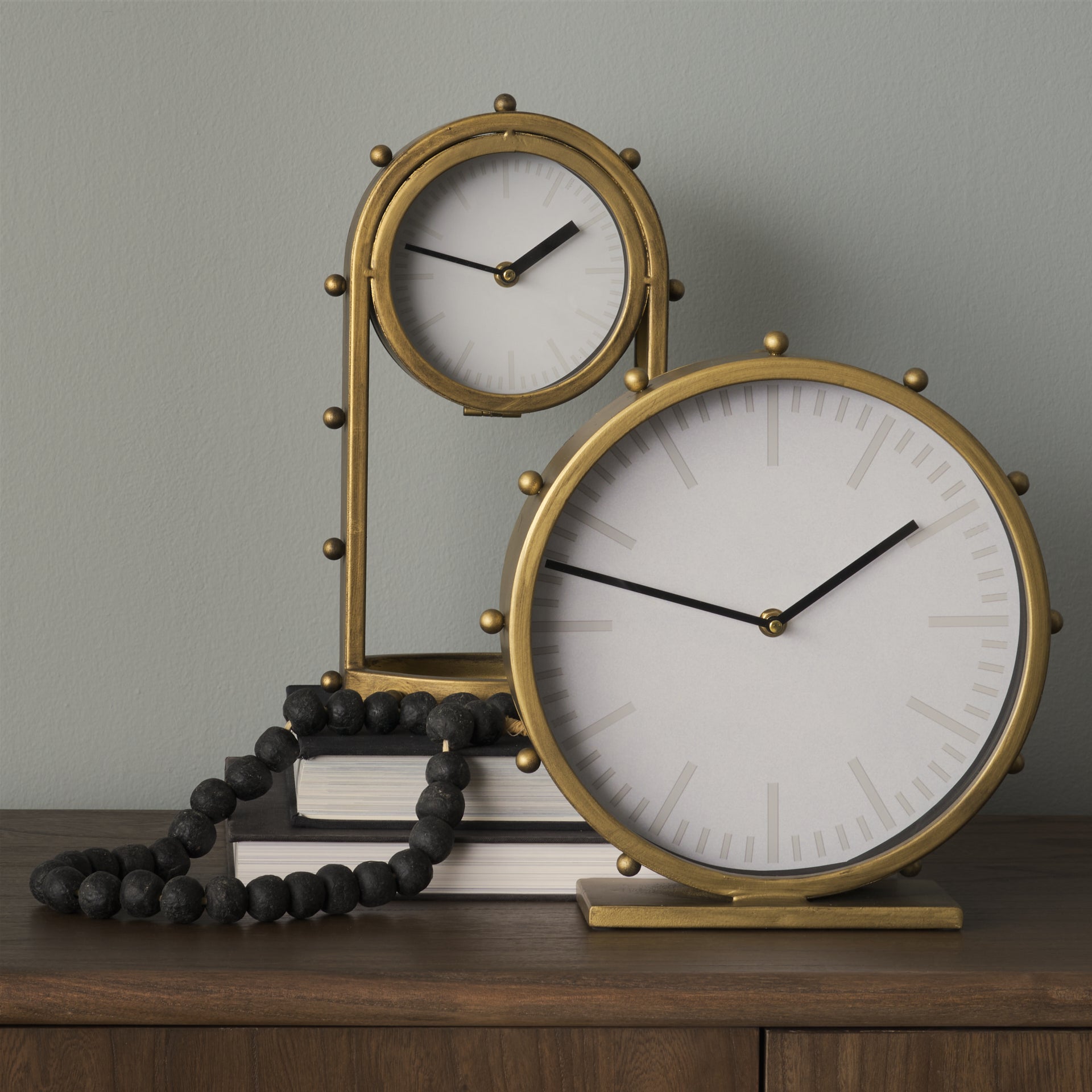 Marian 7.5L x 5.7W x 13.0H Gold Studded Table Clock