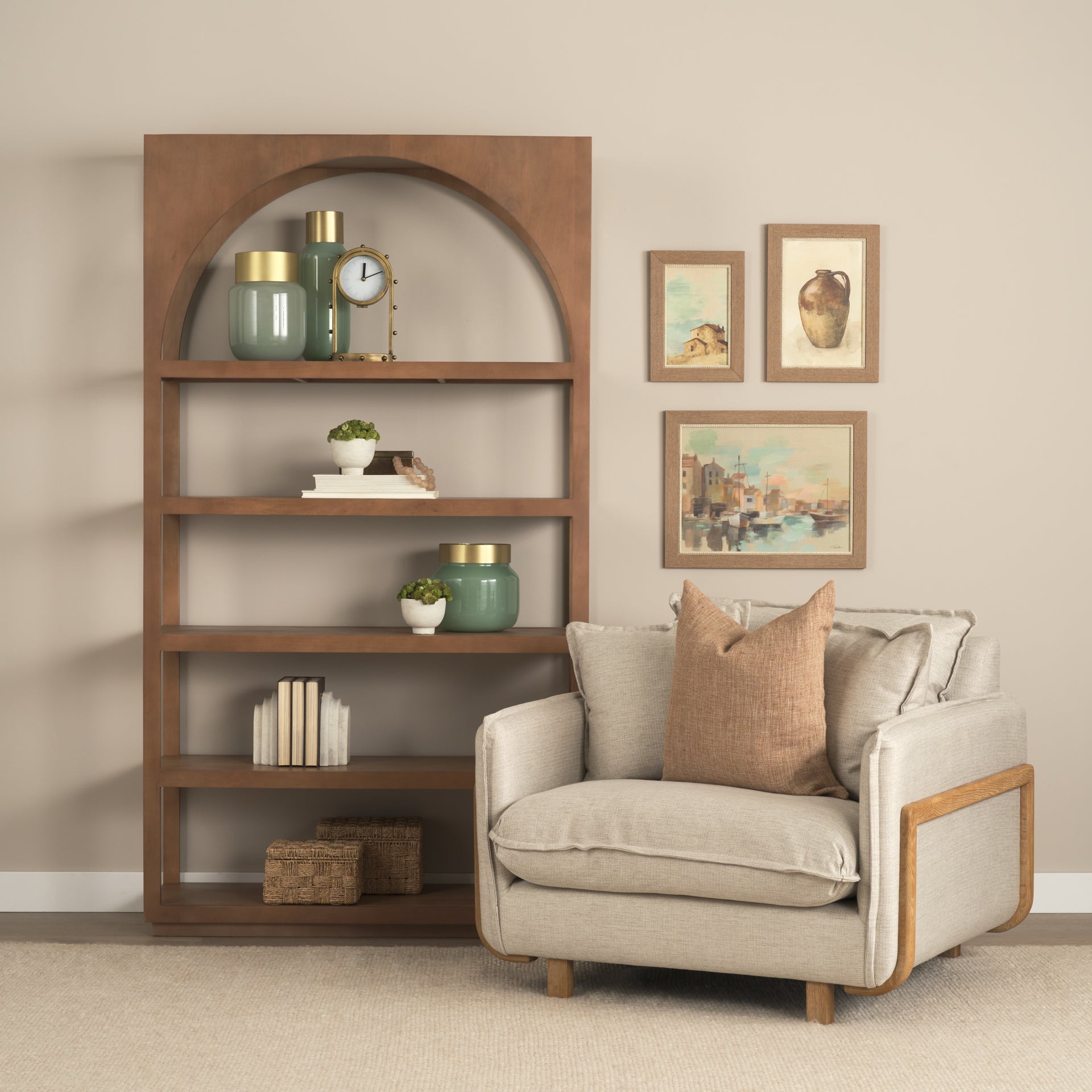 Bela Arched Shelving Unit Medium Brown Wood