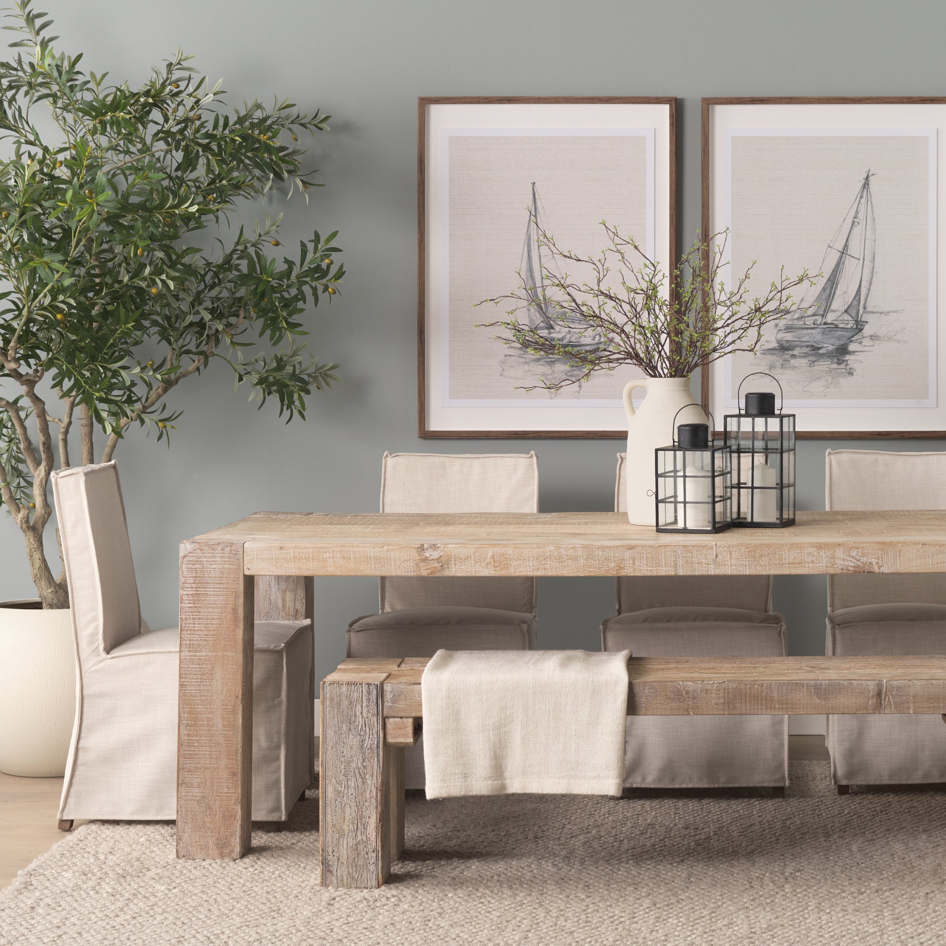 McArthur Dining Table White Wash | 94’’ - dining-table