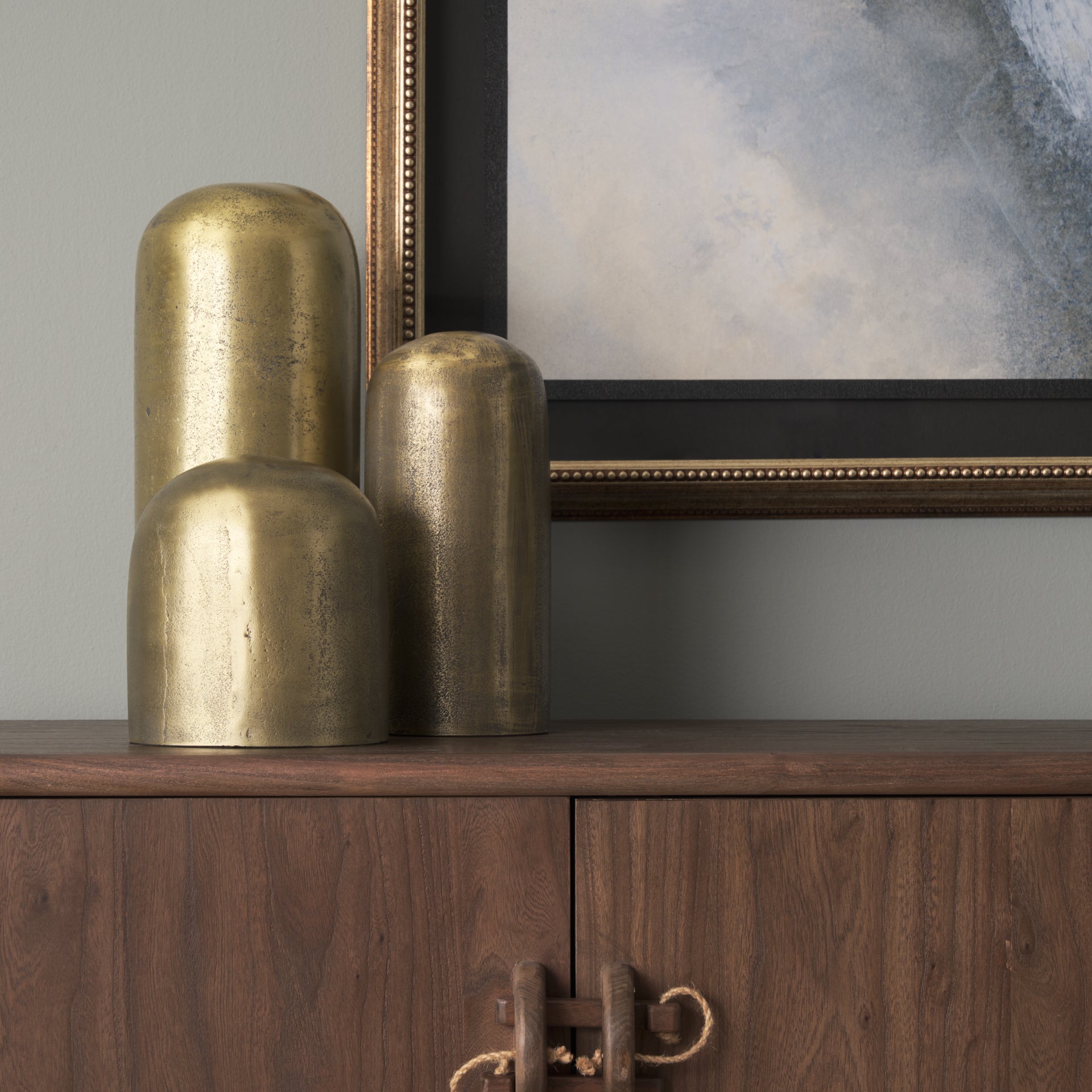 Quonset Extra Tall Brass Finished Aluminum Metal Pillar Object