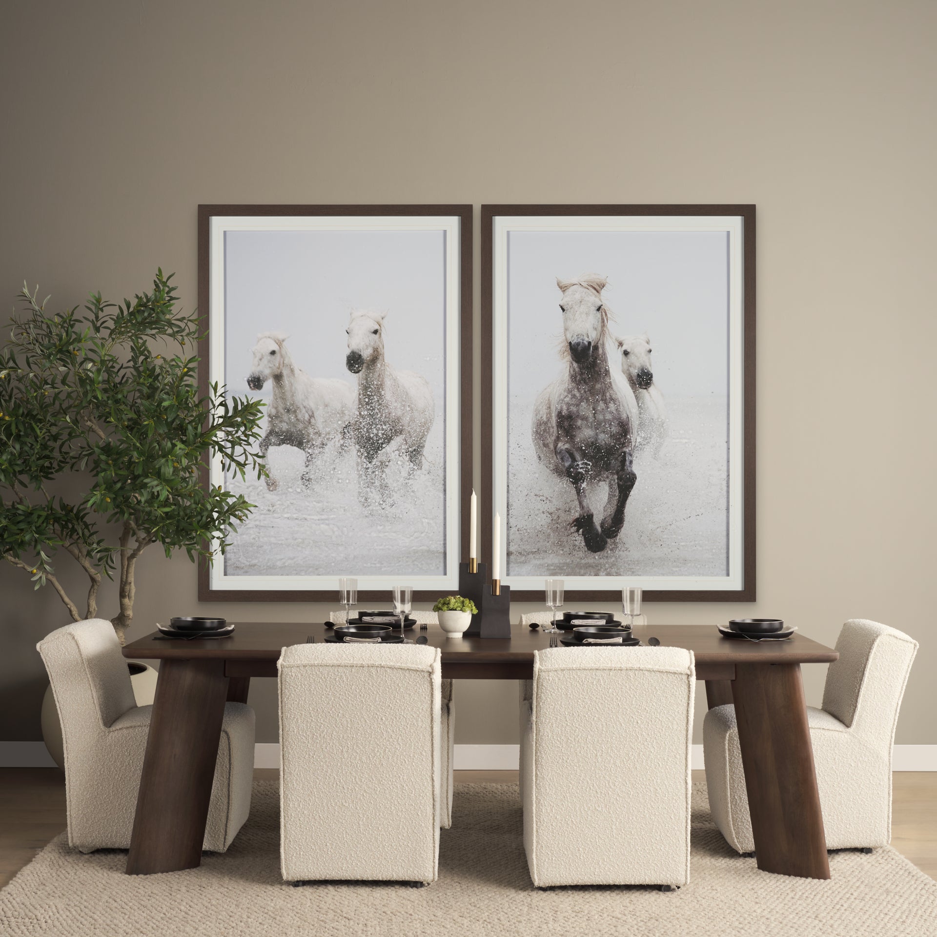 Damon 20.5L x 27.2W x 31.3H Fully Upholstered Cream-Toned Fabric Dining Chair on Casters