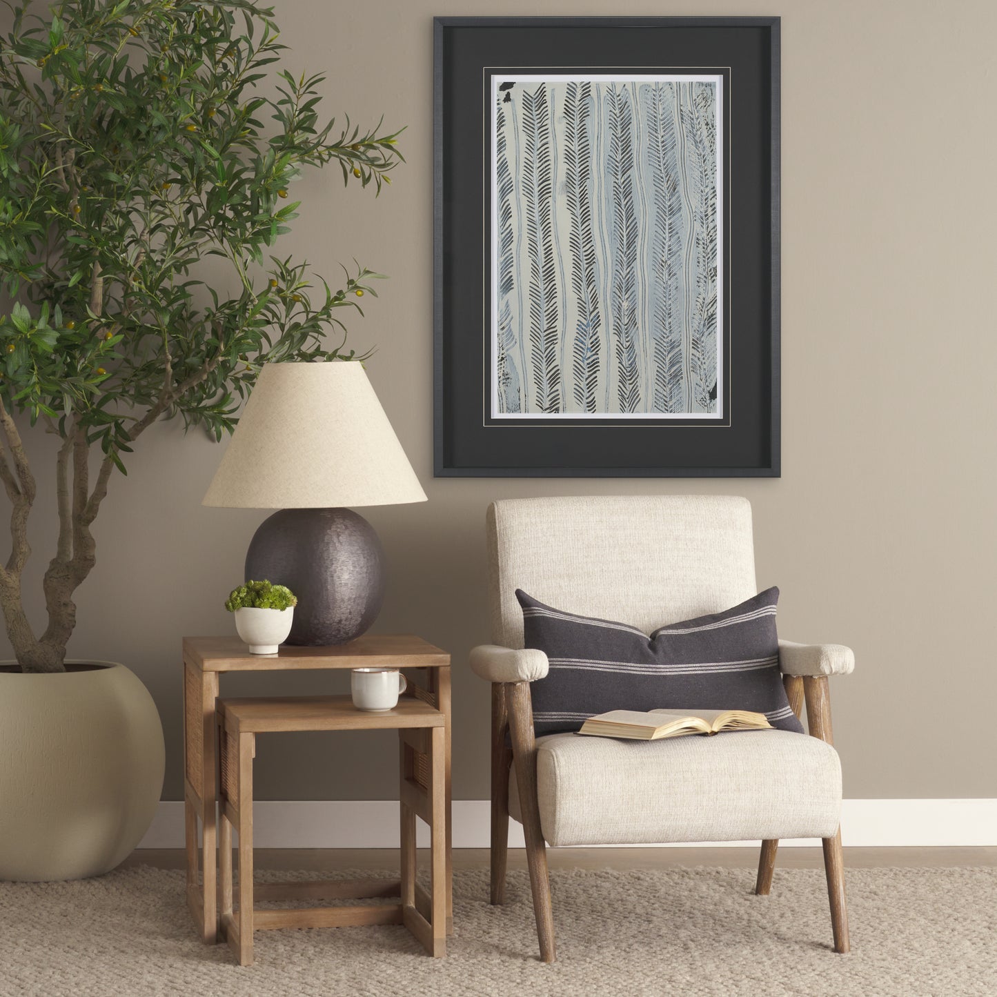 Jayme 14x26 Gray/White Striped Cotton Lumbar Pillow Cover