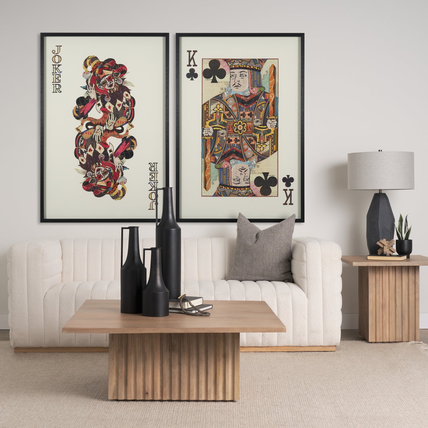 King of Clubs Playing Card a Paper Mosaic Collage Framed Art under Glass