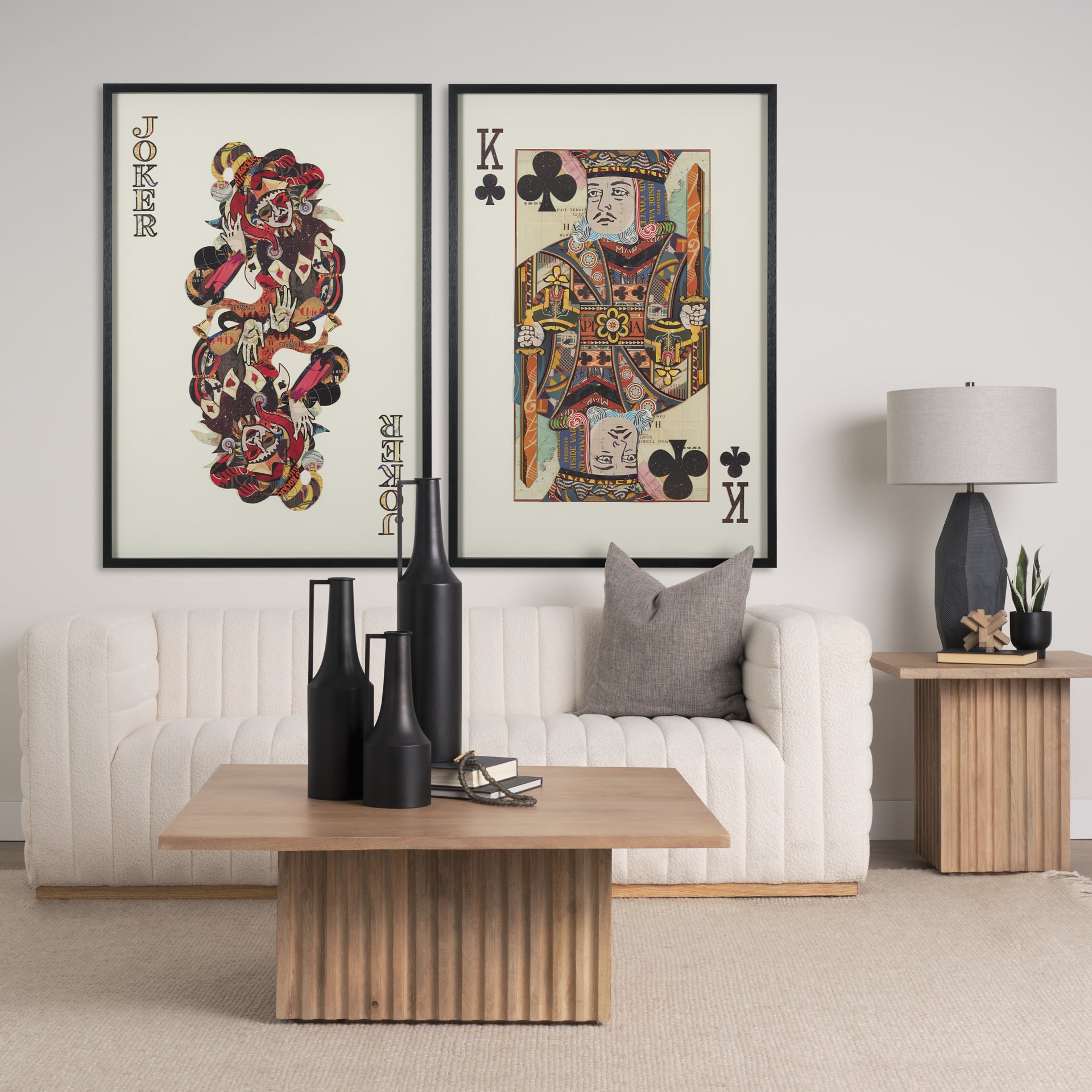 King of Clubs Playing Card a Paper Mosaic Collage Framed Art under Glass