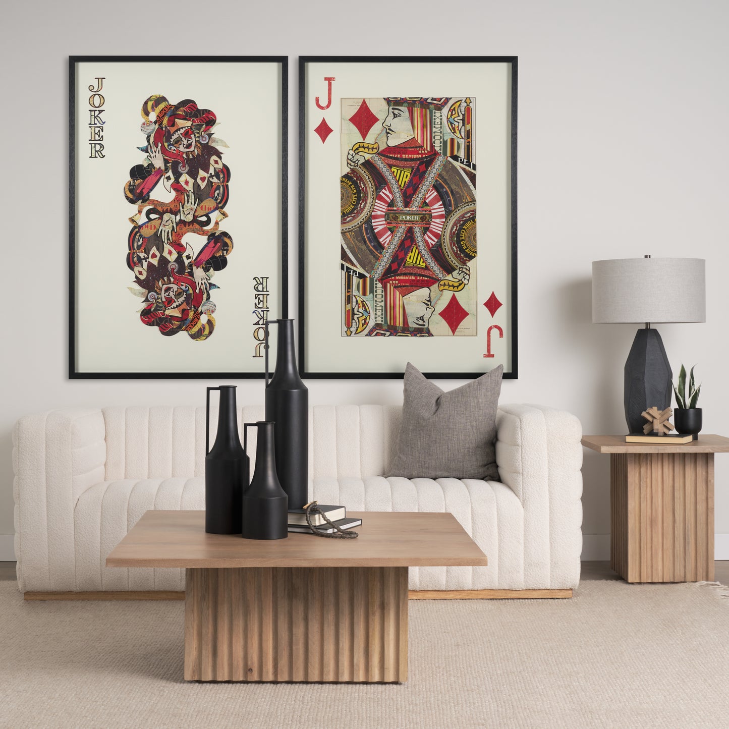 Jack of Diamonds Playing Card a Paper Mosaic Collage Framed Art under Glass