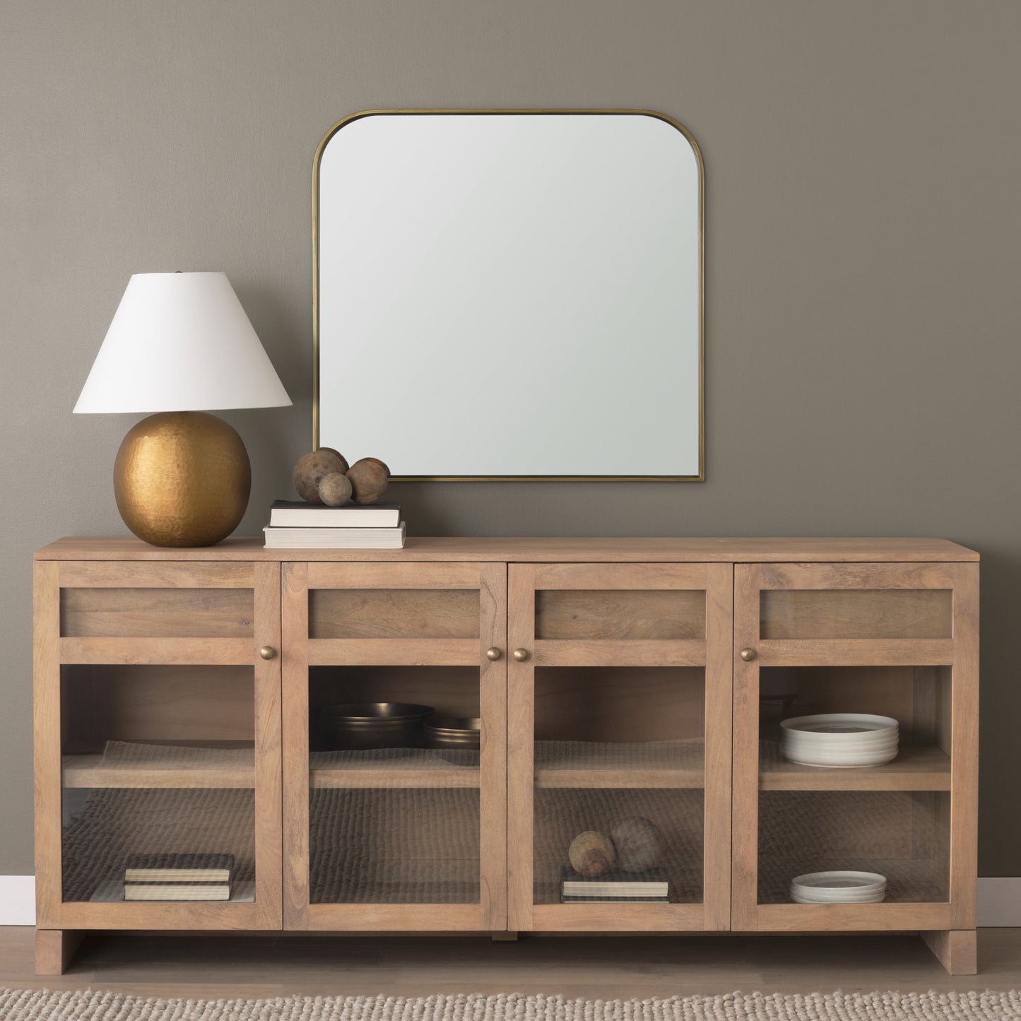 Timon Brushed Gold Square Arched Mirror
