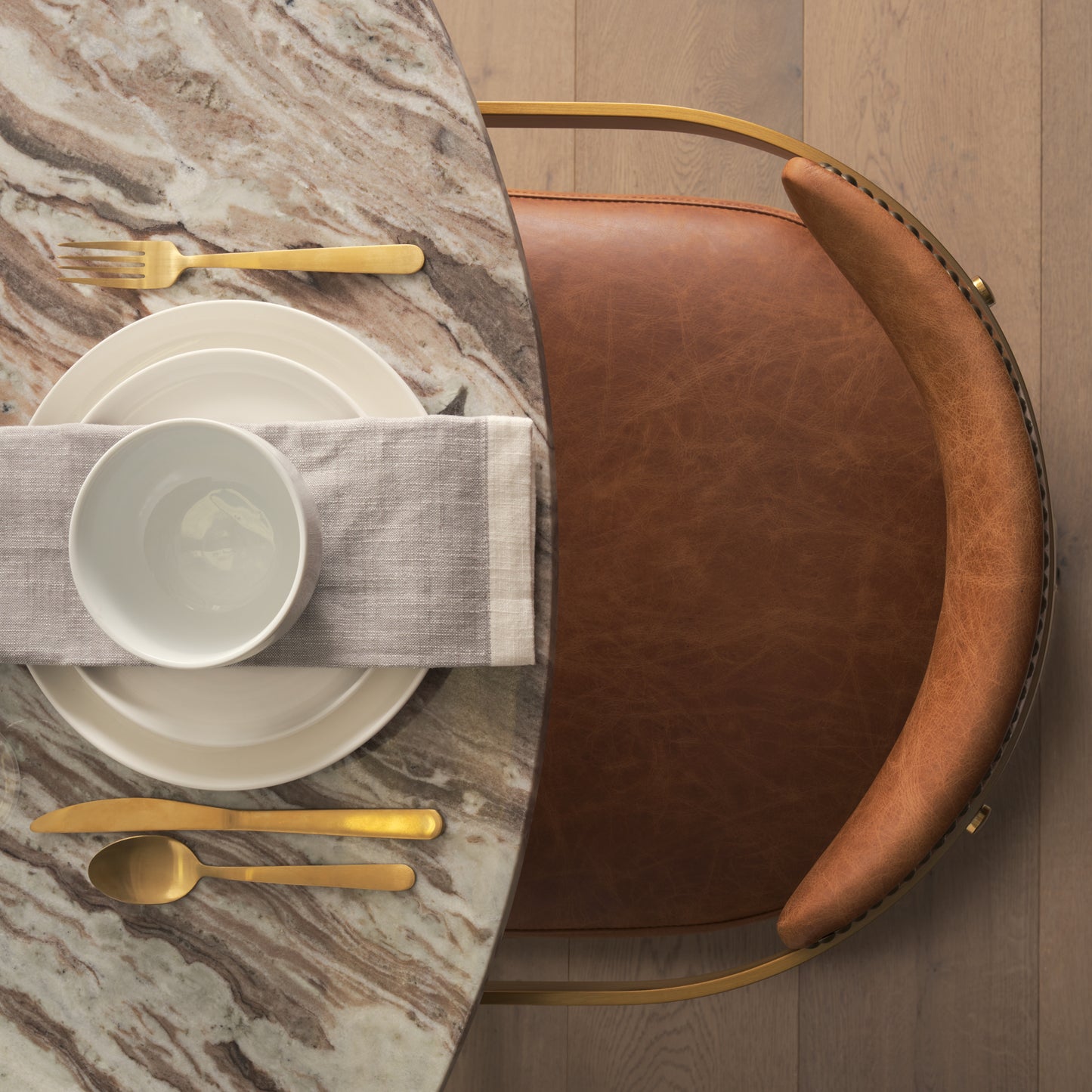 Allyson Dining Table Pink Marble | Brown Wood | 54’’ - dining-table