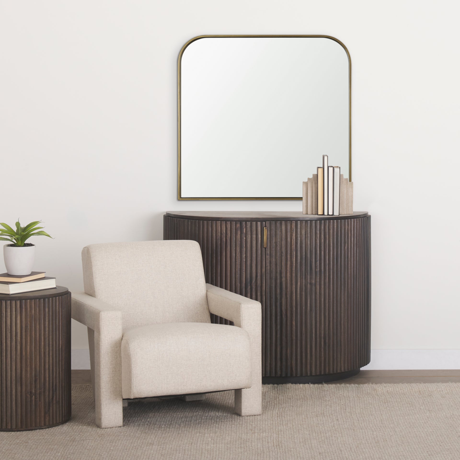 Timon Brushed Gold Square Arched Mirror