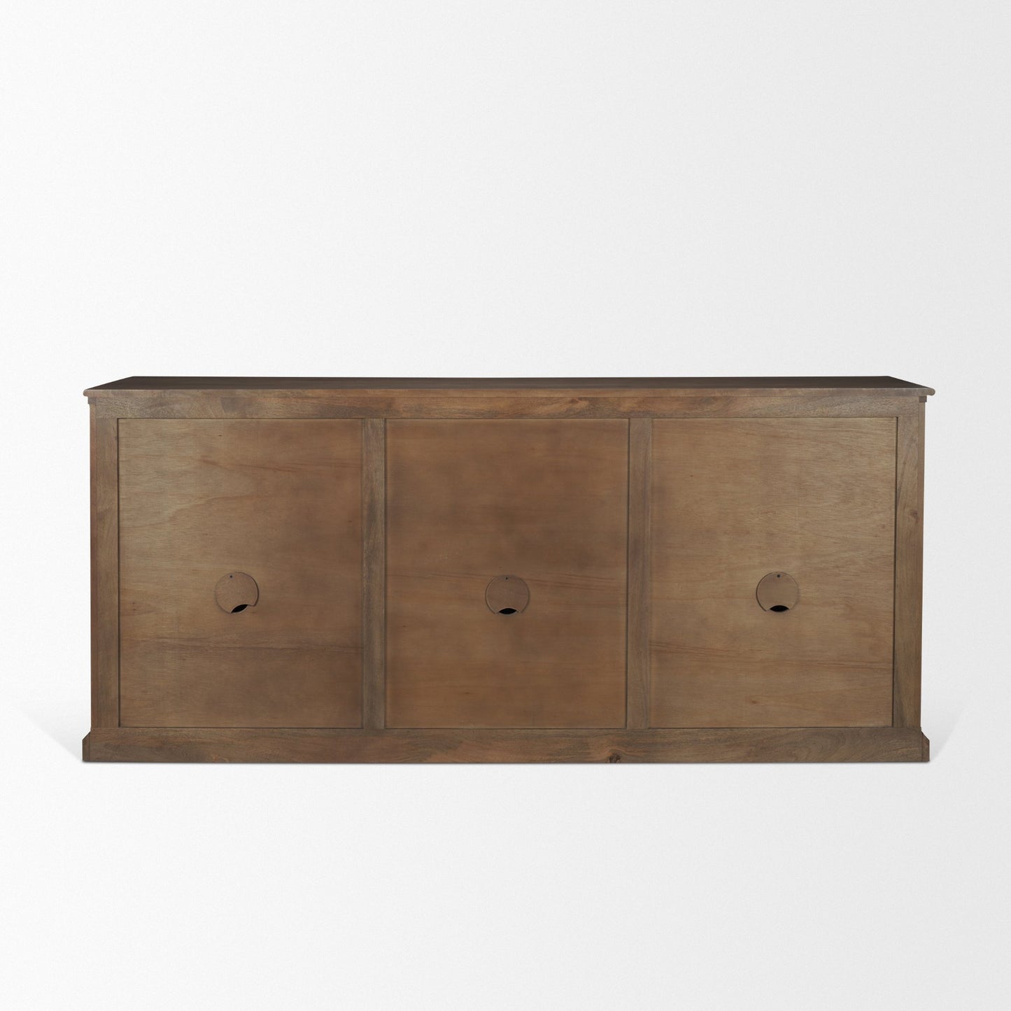 Baron Dark Brown Solid Wood w/ Antiqued Aged Brass Knobs 3-Drawer 6-Door Sideboard
