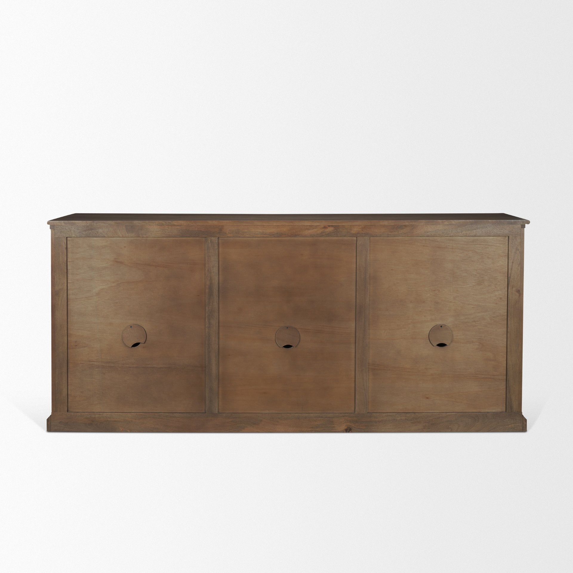 Baron Dark Brown Solid Wood w/ Antiqued Aged Brass Knobs 3-Drawer 6-Door Sideboard