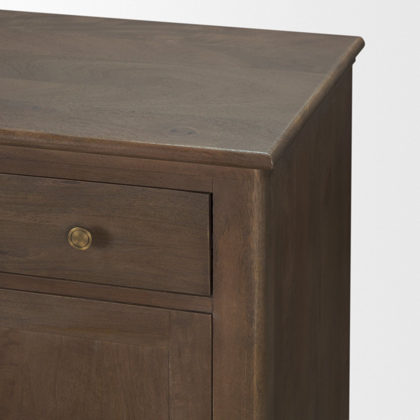 Baron Dark Brown Solid Wood w/ Antiqued Aged Brass Knobs 3-Drawer 6-Door Sideboard