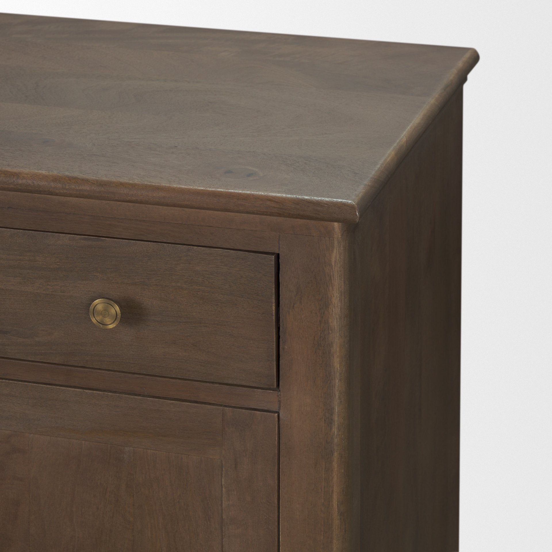 Baron Dark Brown Solid Wood w/ Antiqued Aged Brass Knobs 3-Drawer 6-Door Sideboard